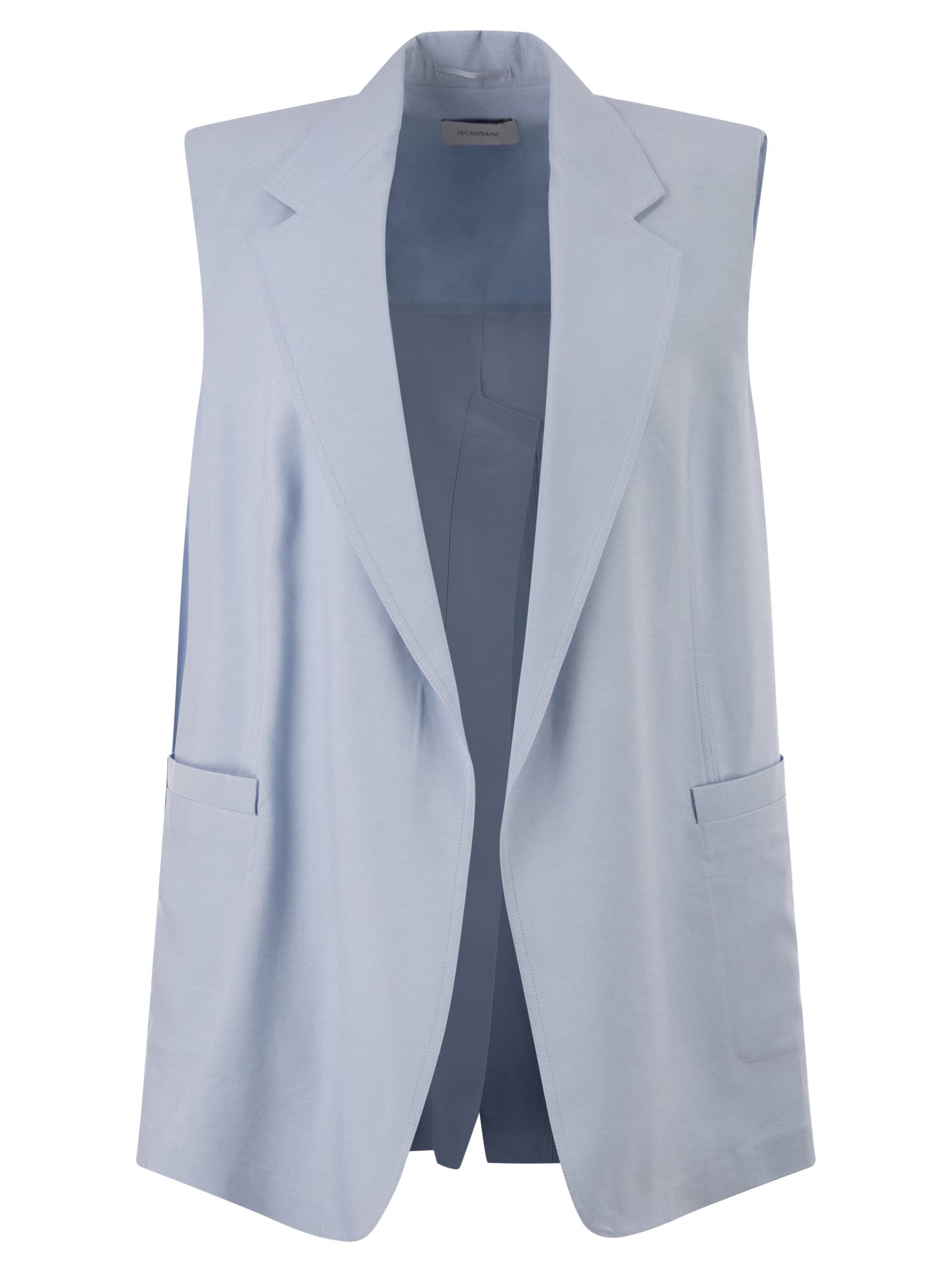 Sportmax Women Spxmaggio - Tailored Sleeveless Vest In Viscose And Paper Blend With Lapels SPORTMAX