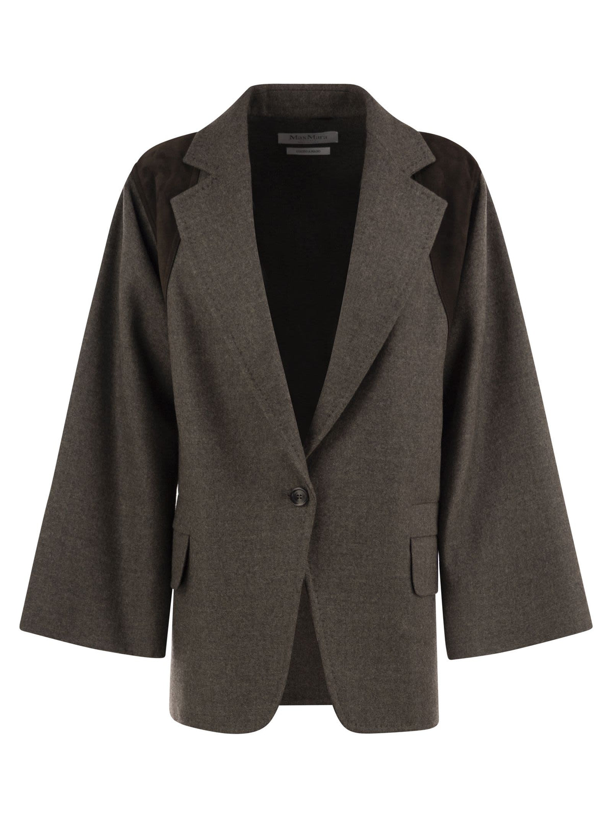 Max Mara Women Mxsfenice - Single-Breasted Virgin Wool Blazer With Lambskin Details MAX MARA