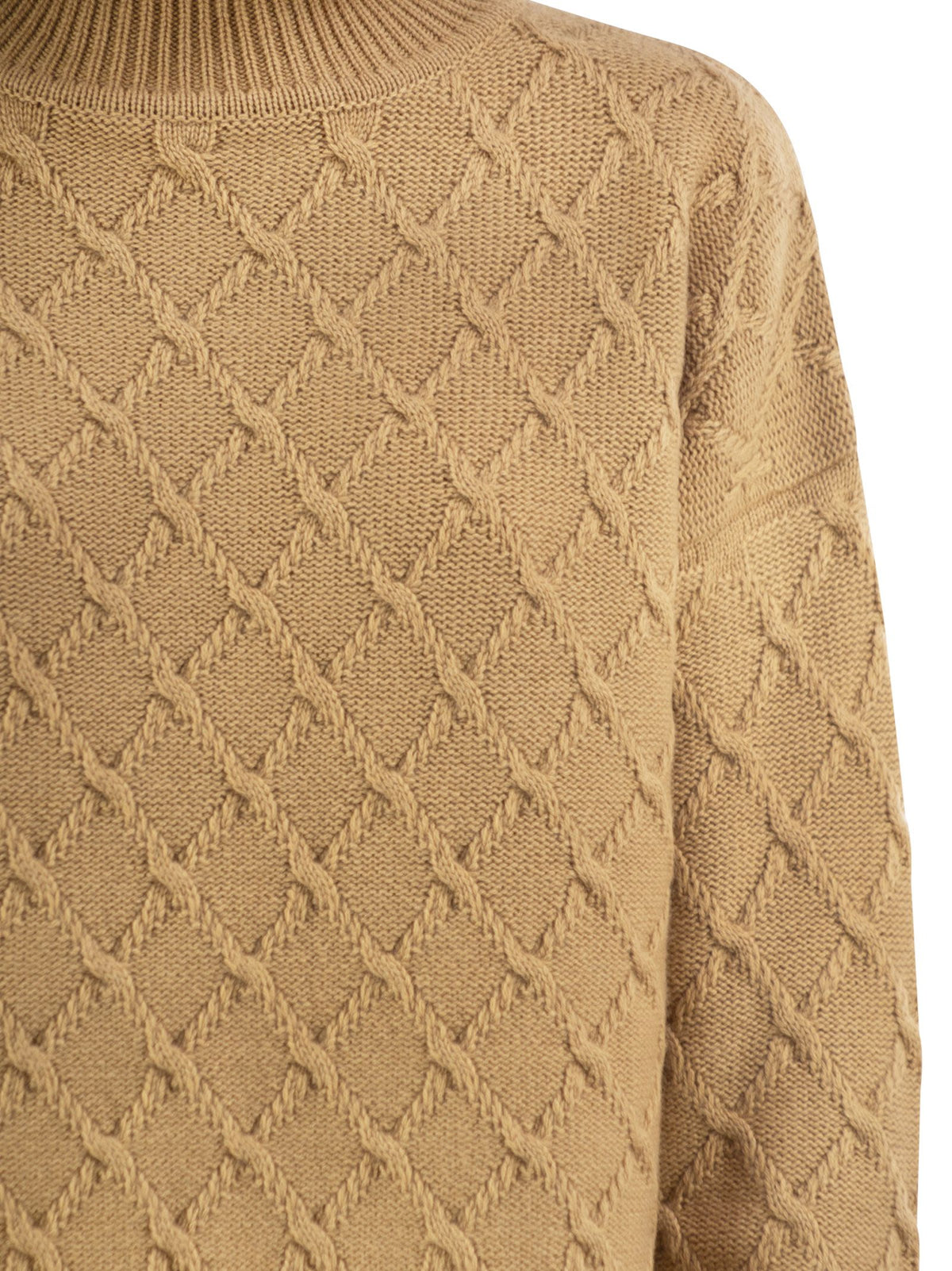Max Mara Women Mxmbambola - Wool And Cashmere Roll-Neck Jumper With Diamond Knit MAX MARA