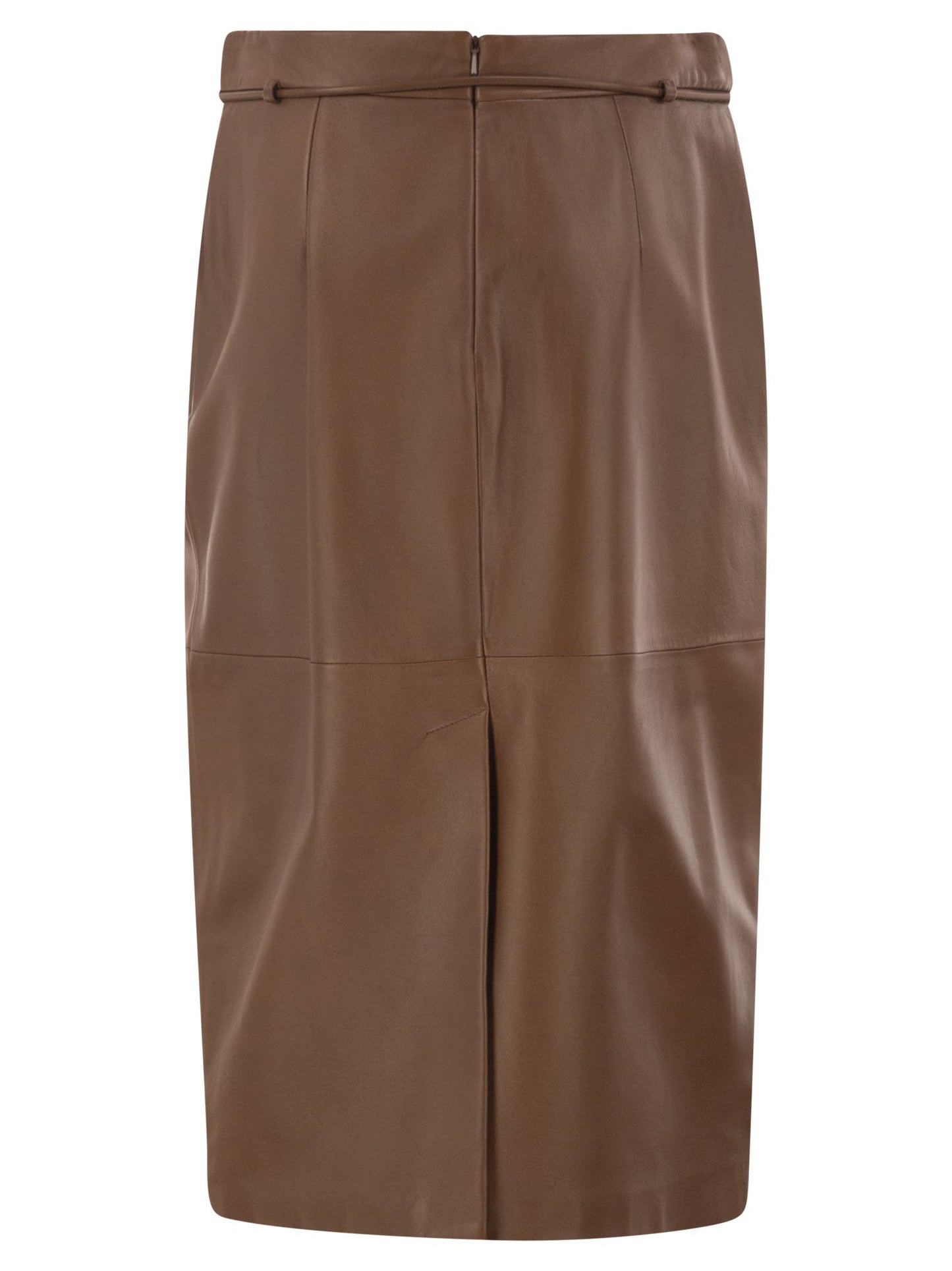 Max Mara Women Mxmfantino - Lamb Leather Midi Skirt With Leather Belt MAX MARA