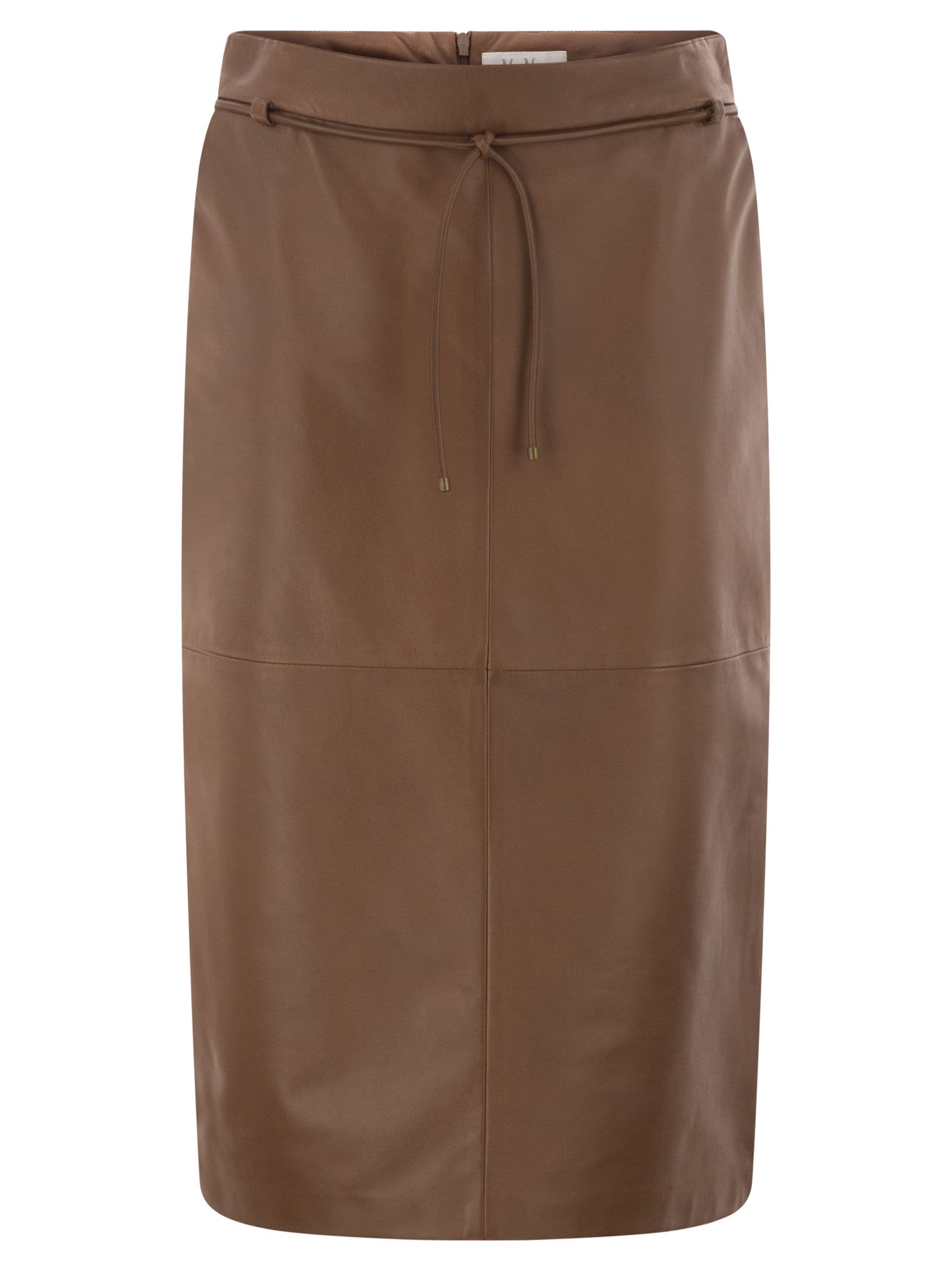 Max Mara Women Mxmfantino - Lamb Leather Midi Skirt With Leather Belt MAX MARA