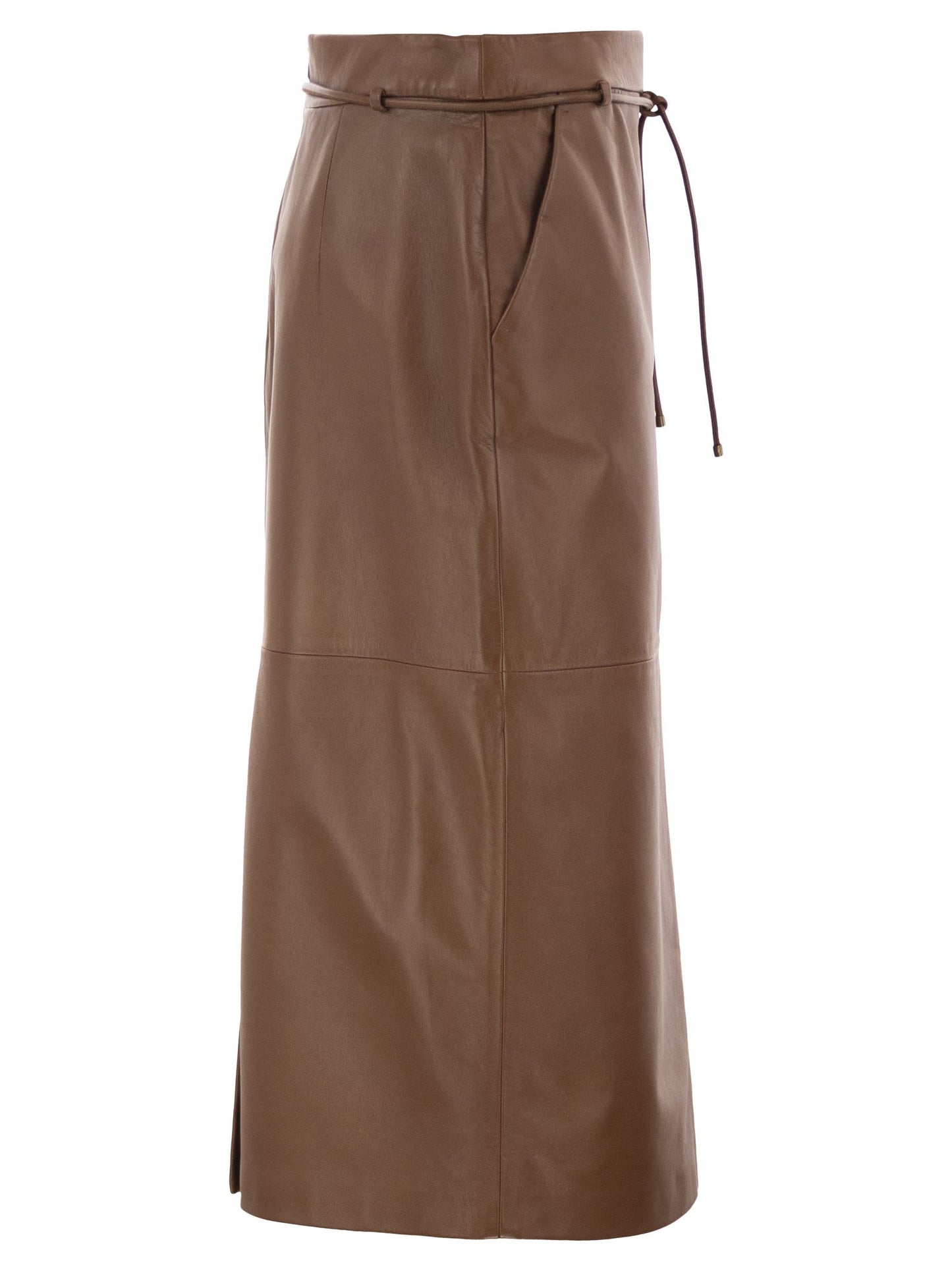 Max Mara Women Mxmfantino - Lamb Leather Midi Skirt With Leather Belt MAX MARA