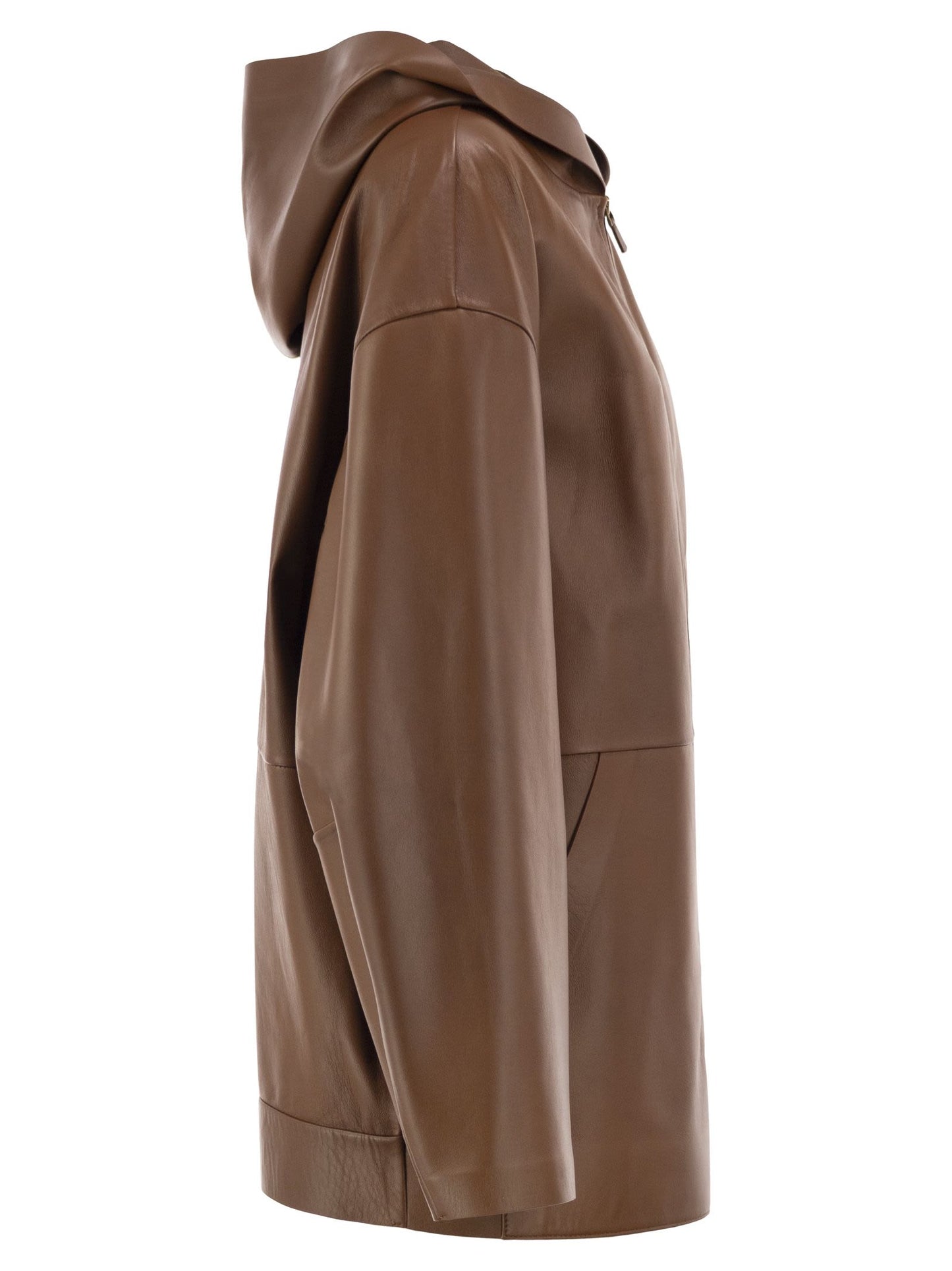 Max Mara Women Mxmacinoso - Lambskin Hooded Leather Jacket