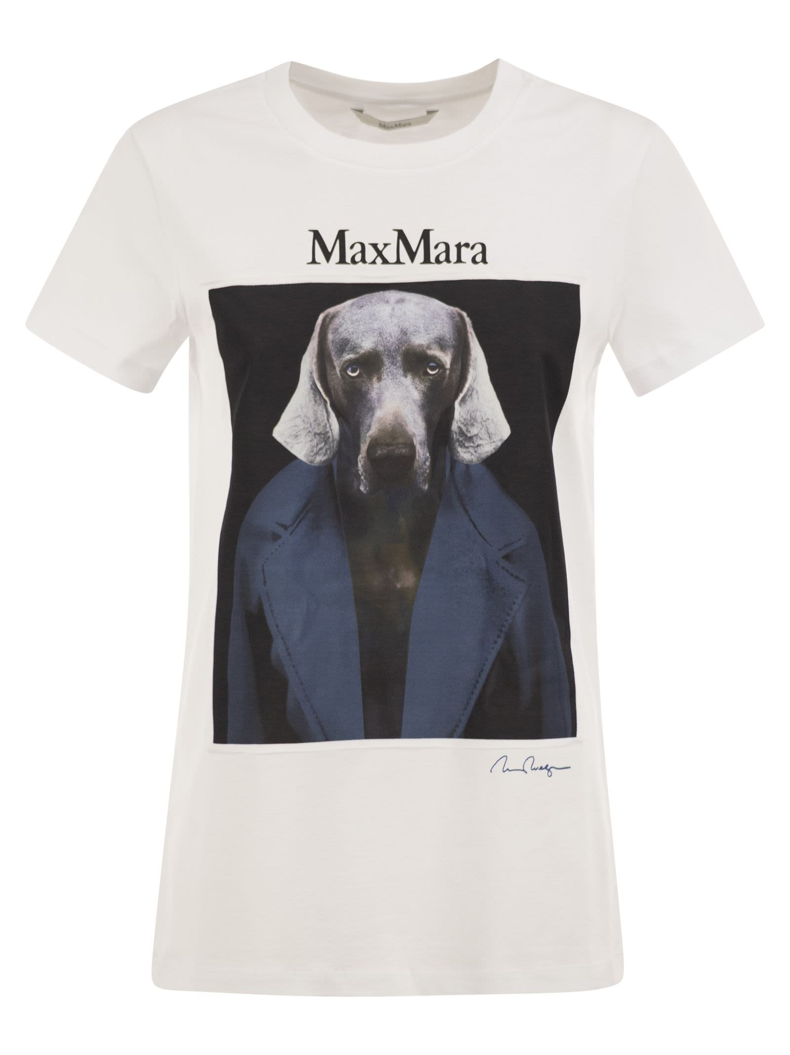 Max Mara Women Mxmcalca - Cotton T-Shirt With Max Mara Graphic Print MAX MARA
