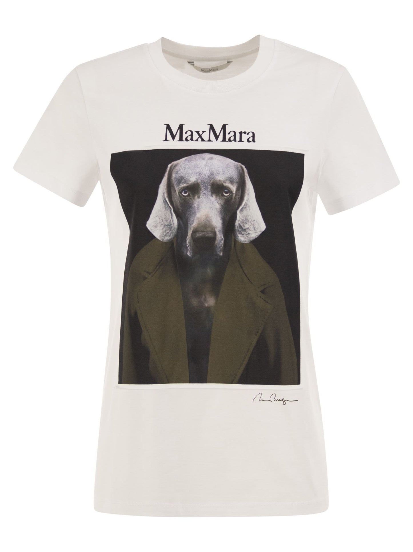 Max Mara Women Mxmcalca - Cotton T-Shirt With Max Mara Graphic Print MAX MARA