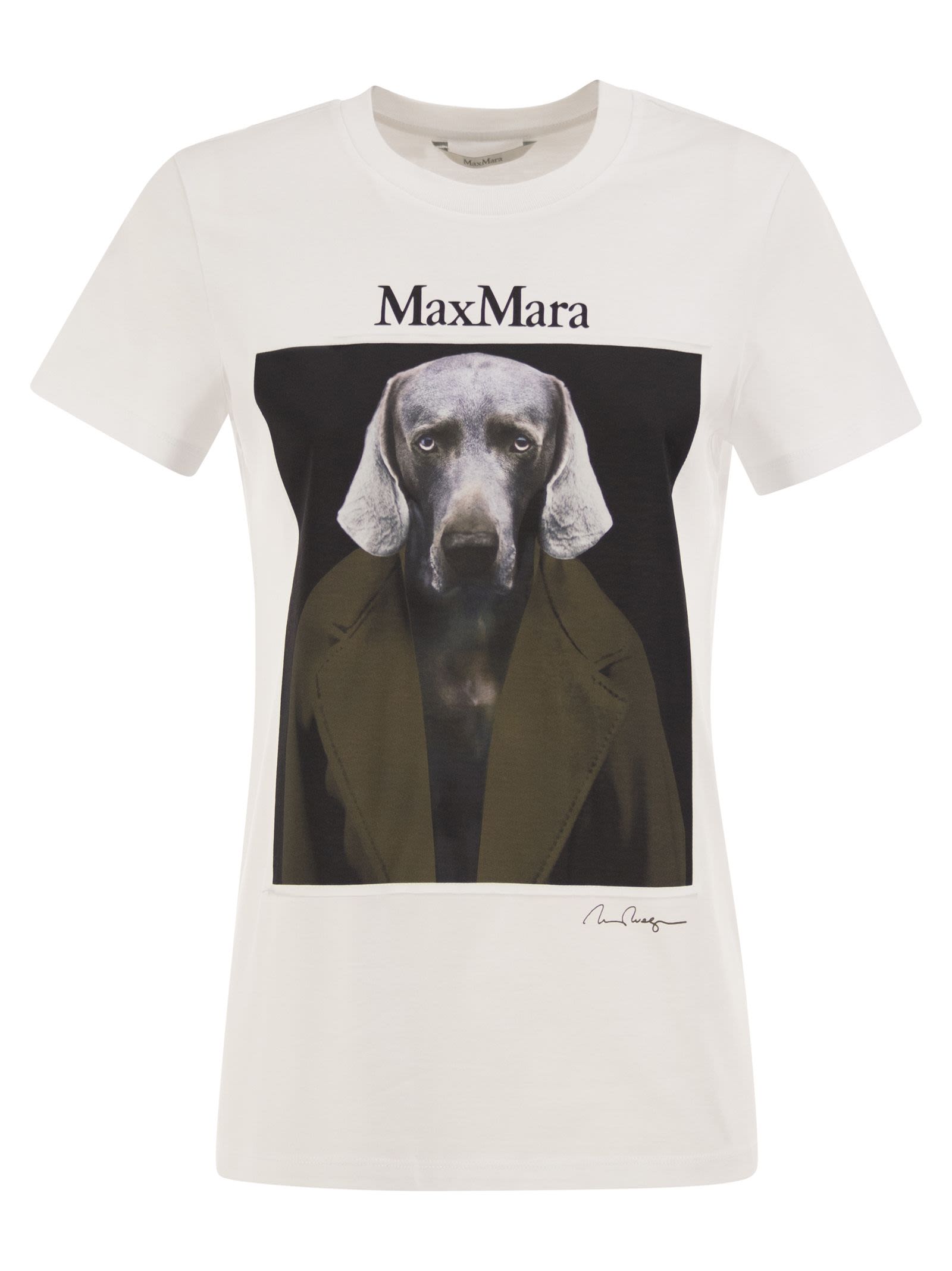 Max Mara Women Mxmcalca - Cotton T-Shirt With Max Mara Graphic Print MAX MARA