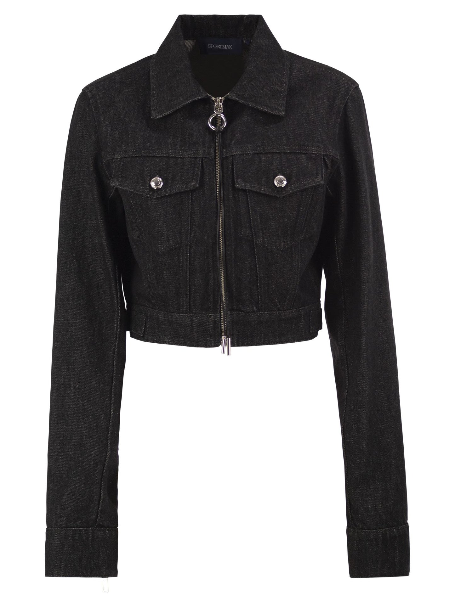 Sportmax Women Spdpepe - Cropped Cotton Denim Zip Jacket SPORTMAX