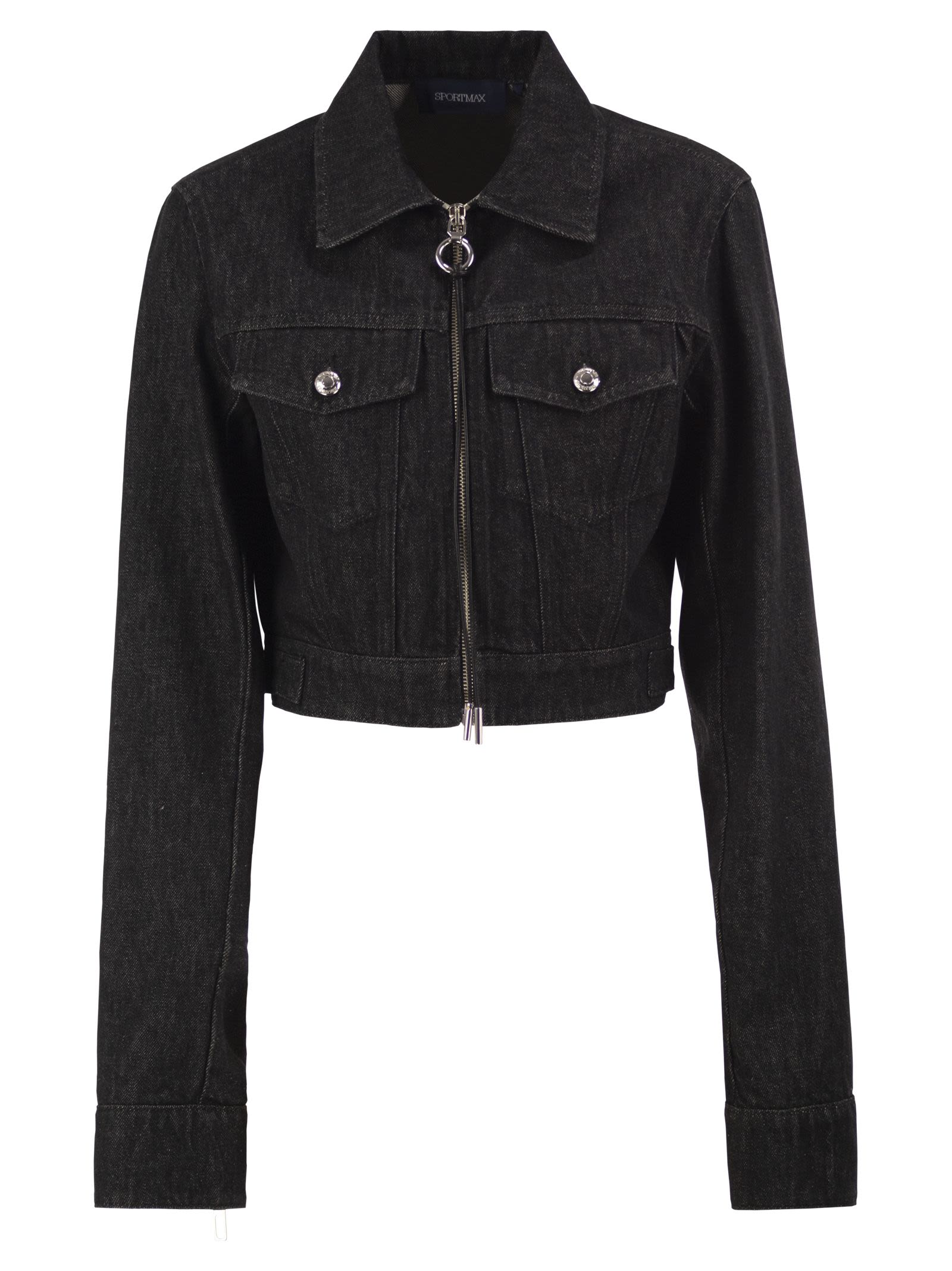 Sportmax Women Spdpepe - Cropped Cotton Denim Zip Jacket SPORTMAX