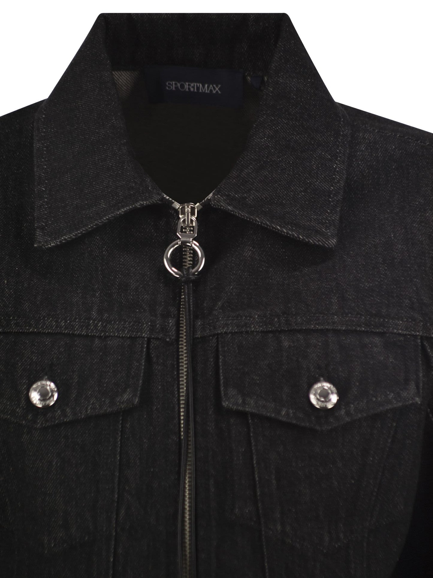 Sportmax Women Spdpepe - Cropped Cotton Denim Zip Jacket SPORTMAX
