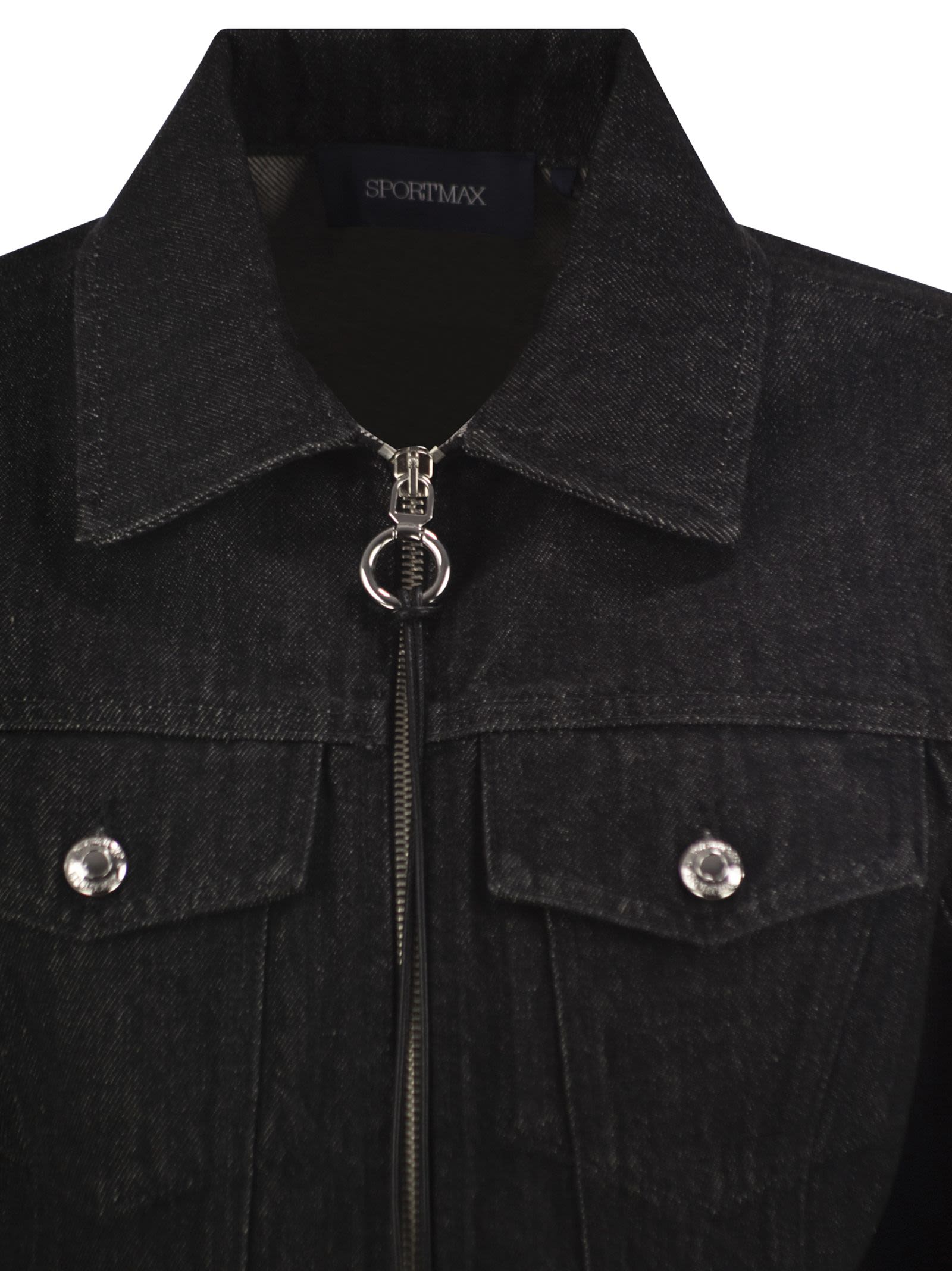 Sportmax Women Spdpepe - Cropped Cotton Denim Zip Jacket SPORTMAX