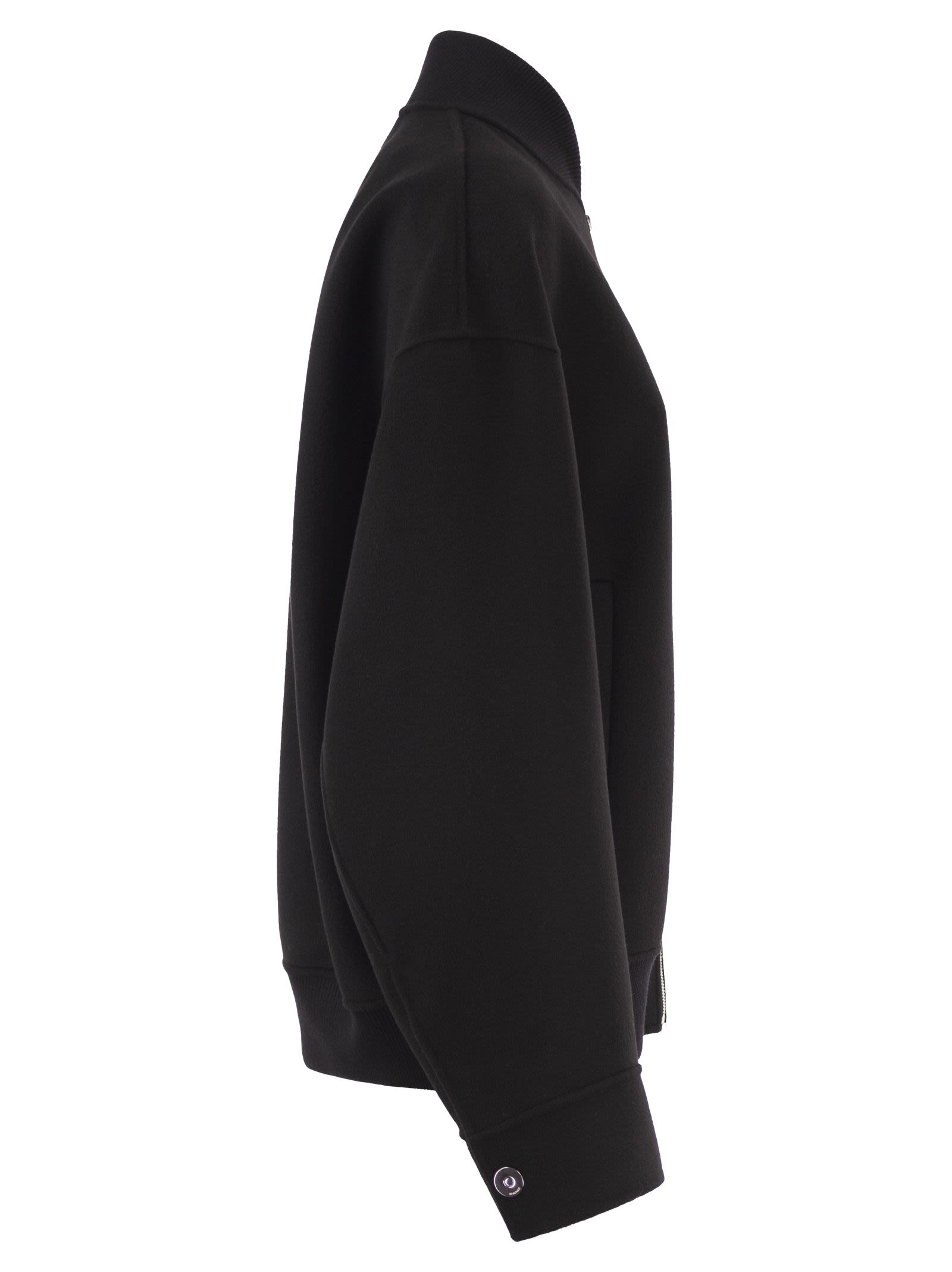 Sportmax Women Spxondata - Virgin Wool Bomber Jacket With Ribbed Knit Details SPORTMAX
