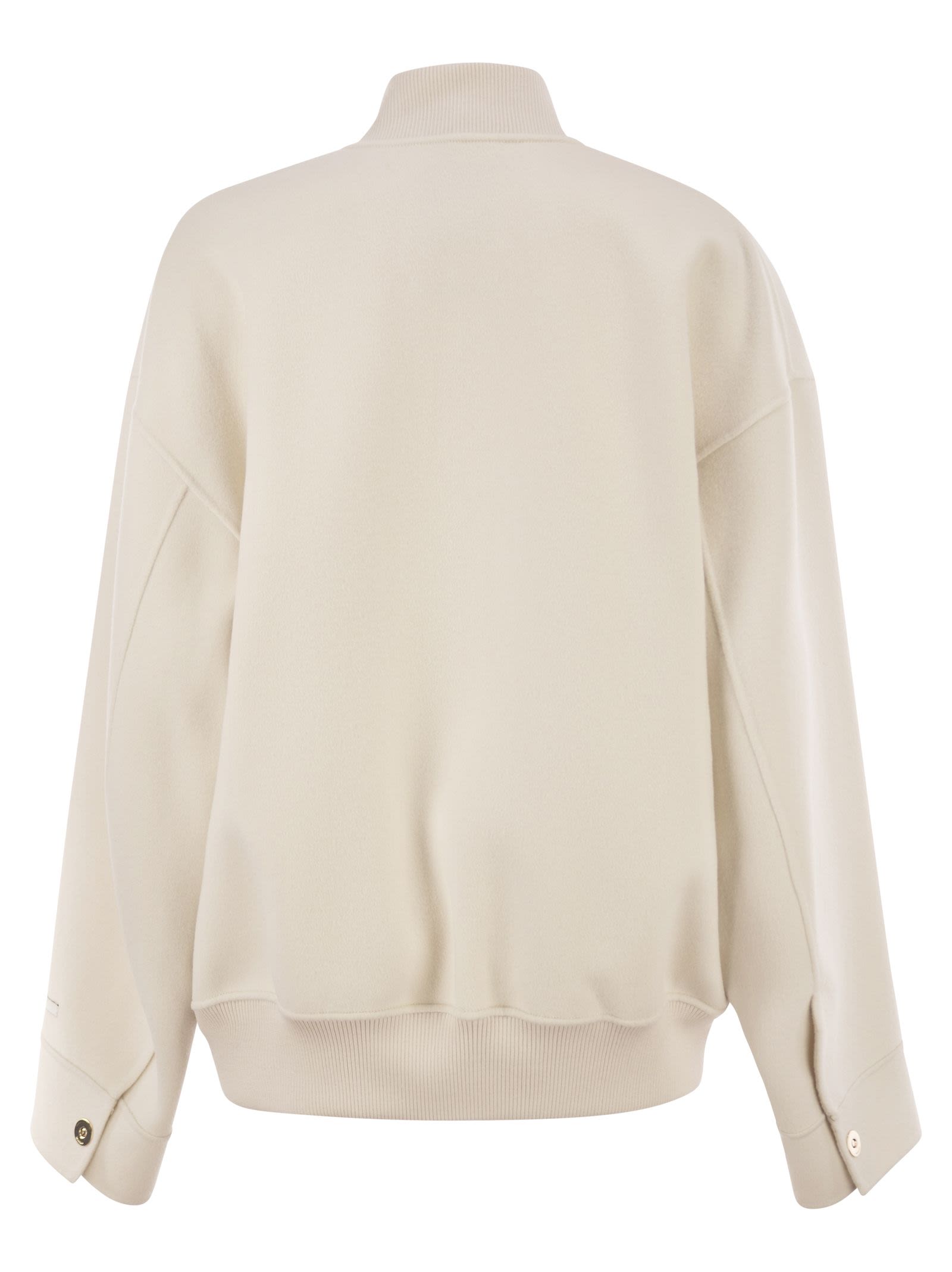 Sportmax Women Spxondata - Virgin Wool Bomber Jacket With Ribbed Knit Details SPORTMAX