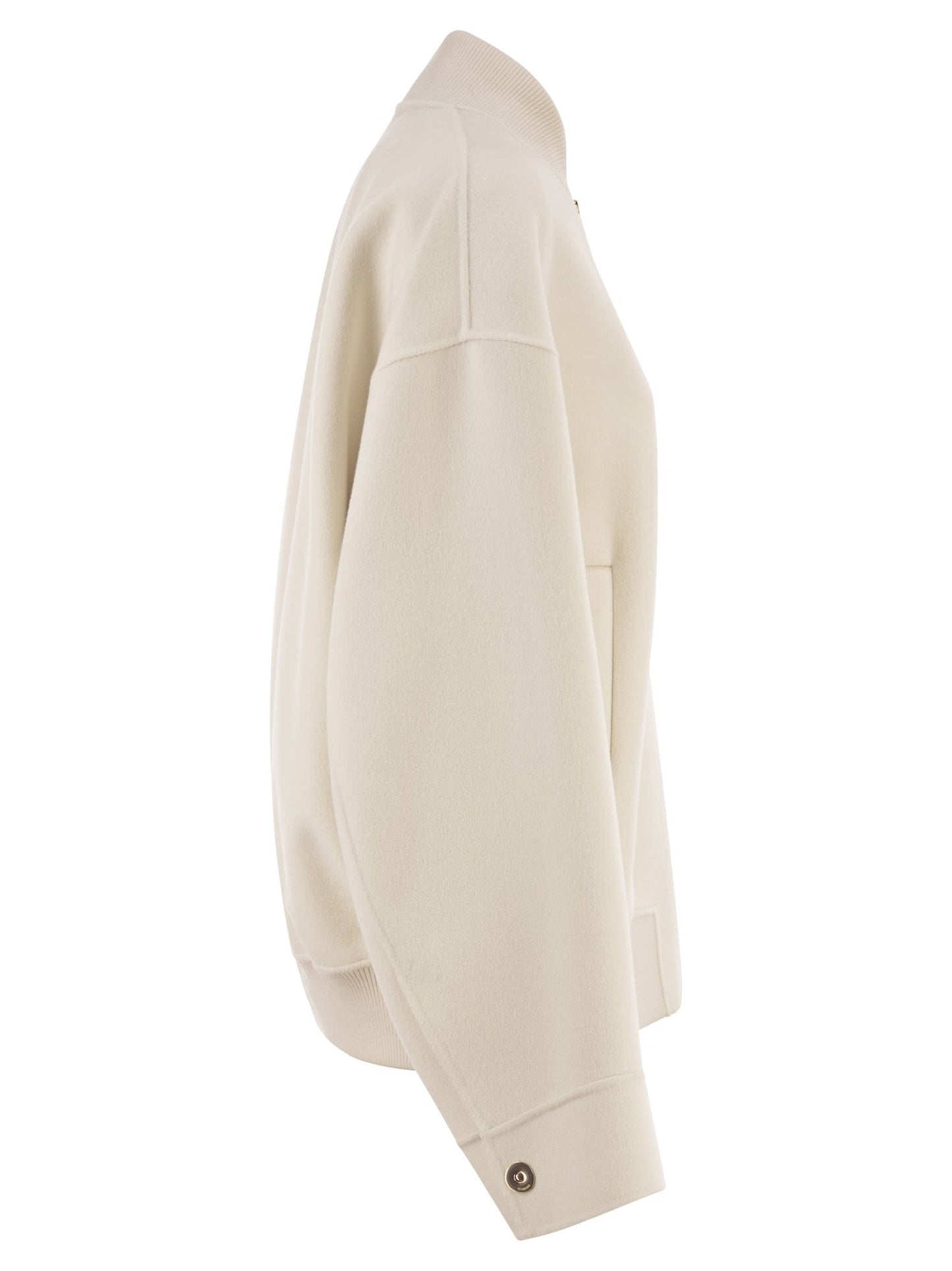 Sportmax Women Spxondata - Virgin Wool Bomber Jacket With Ribbed Knit Details SPORTMAX