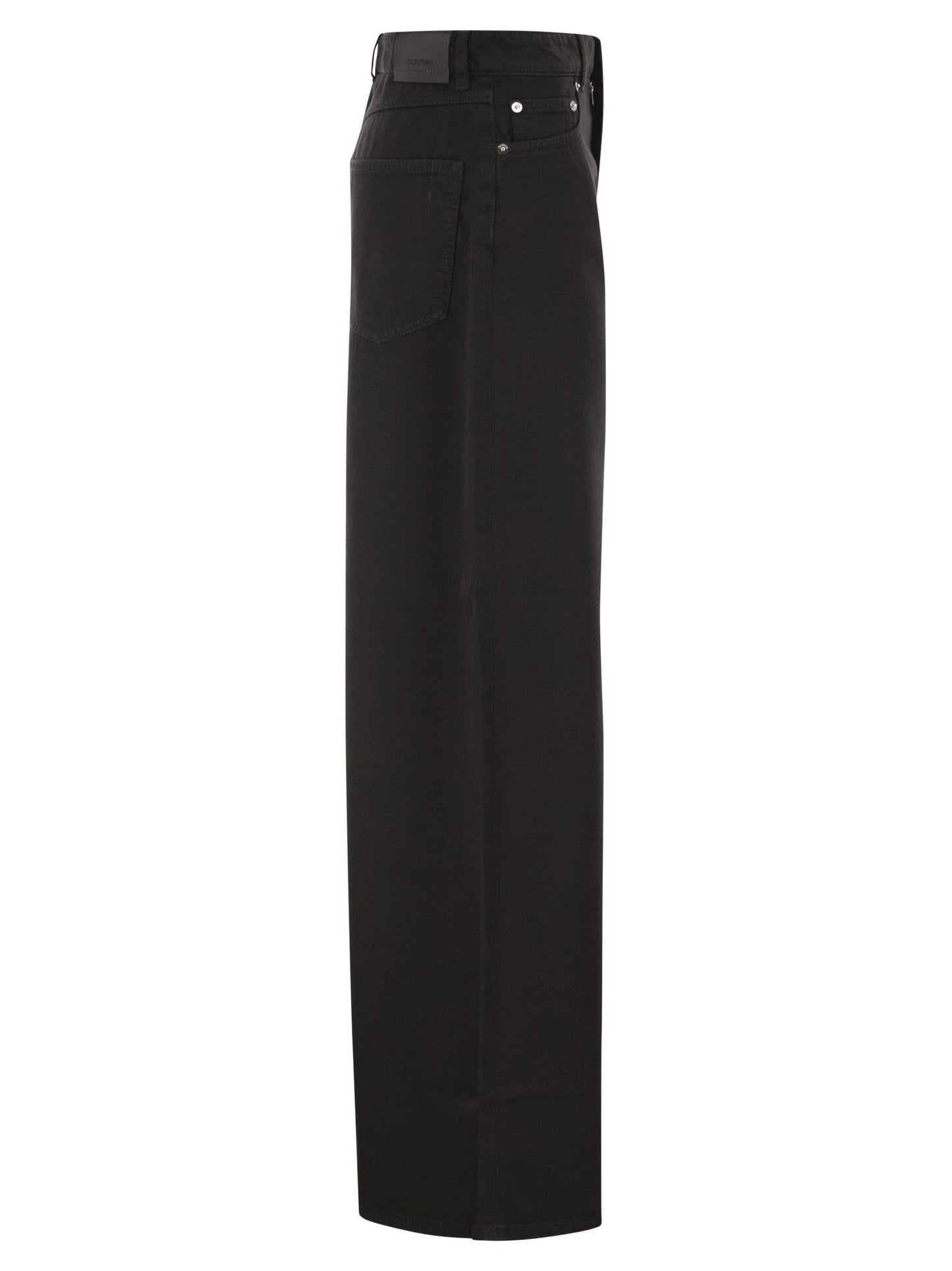 Sportmax Women Spdsiamese - Wide-Leg Cotton Denim Jeans With Signature Metal Detail SPORTMAX
