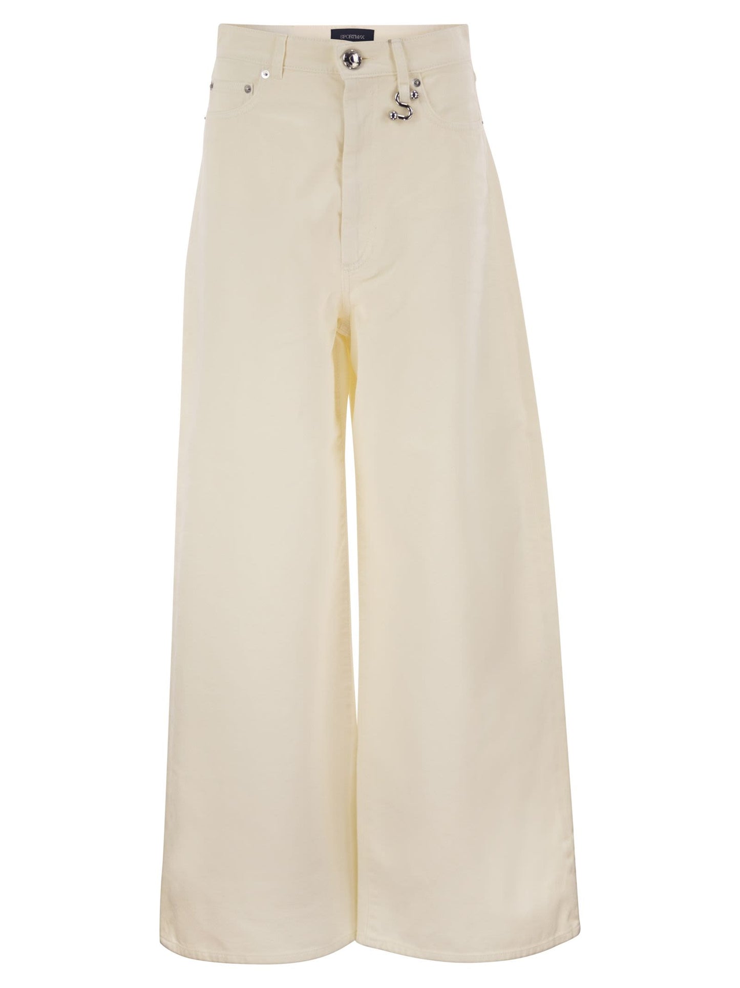 Sportmax Women Spdsiamese - Wide-Leg Cotton Denim Jeans With Signature Metal Detail SPORTMAX