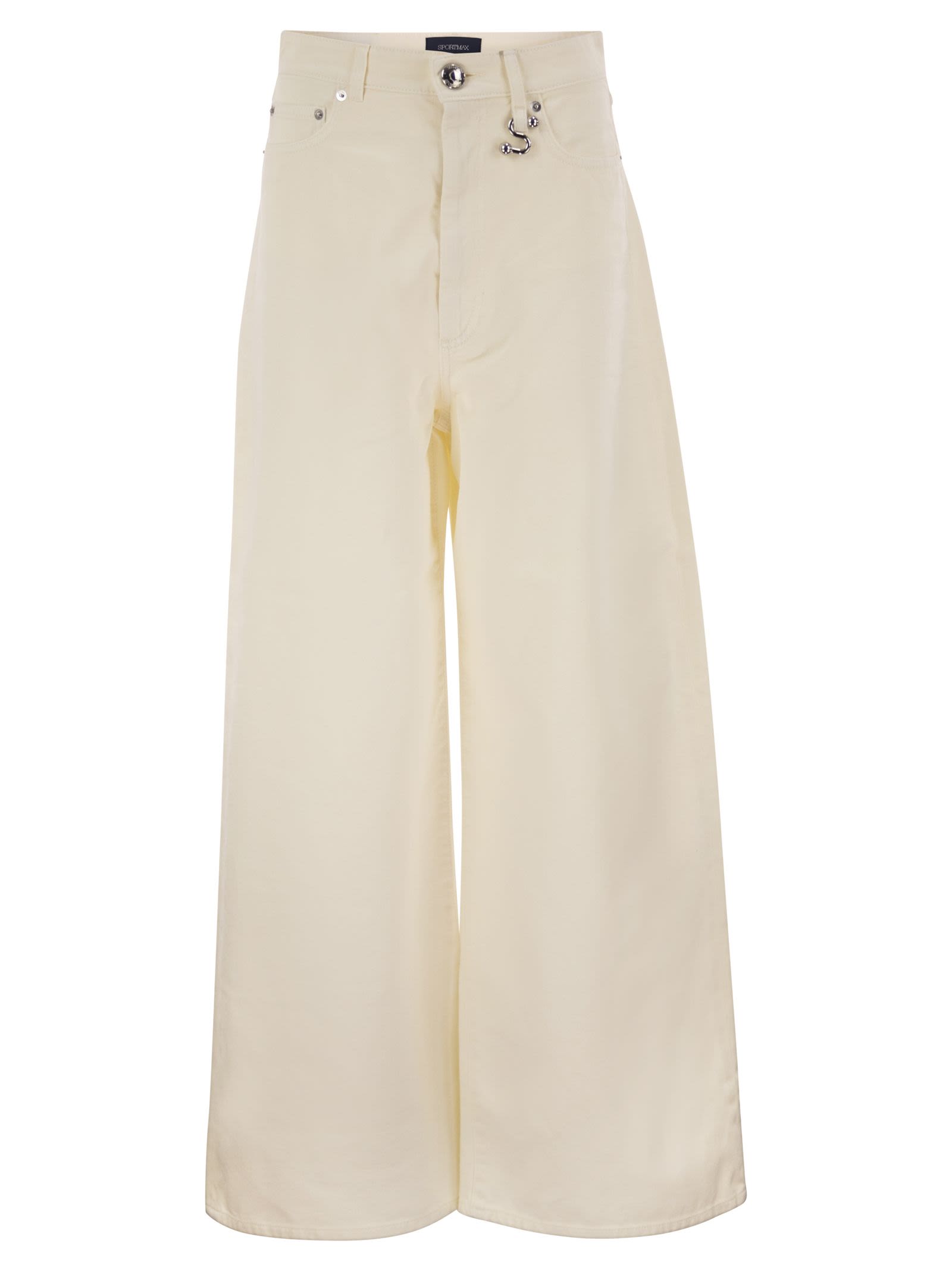 Sportmax Women Spdsiamese - Wide-Leg Cotton Denim Jeans With Signature Metal Detail SPORTMAX