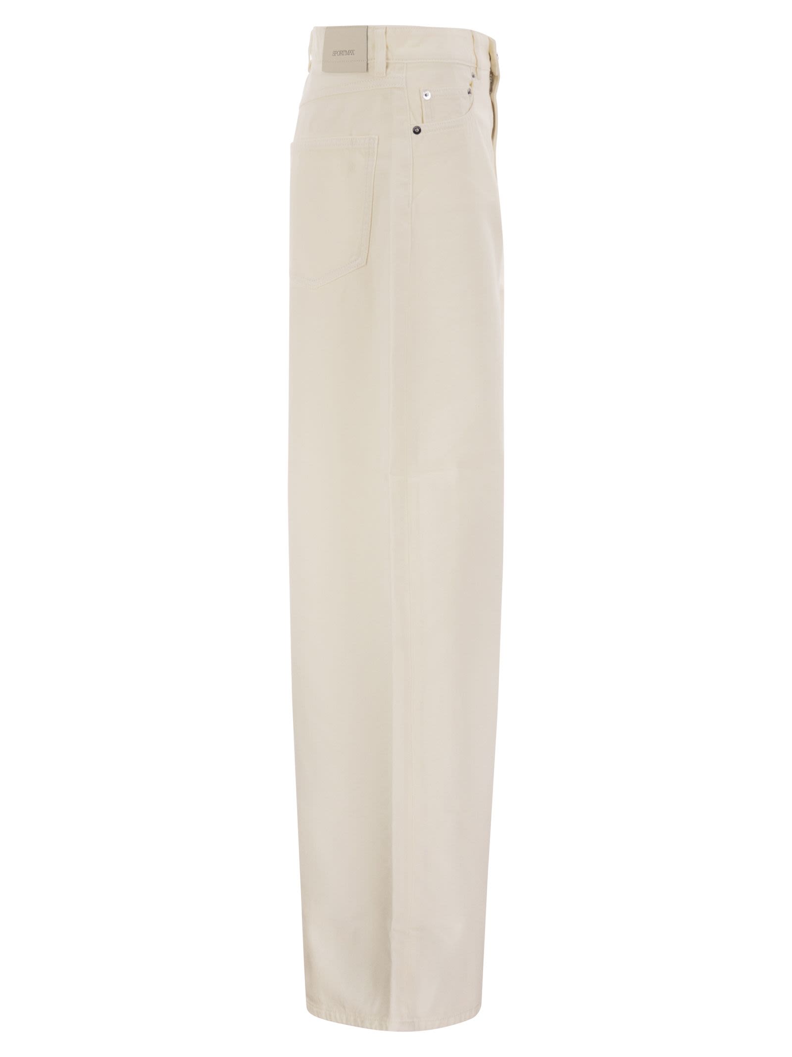 Sportmax Women Spdsiamese - Wide-Leg Cotton Denim Jeans With Signature Metal Detail SPORTMAX