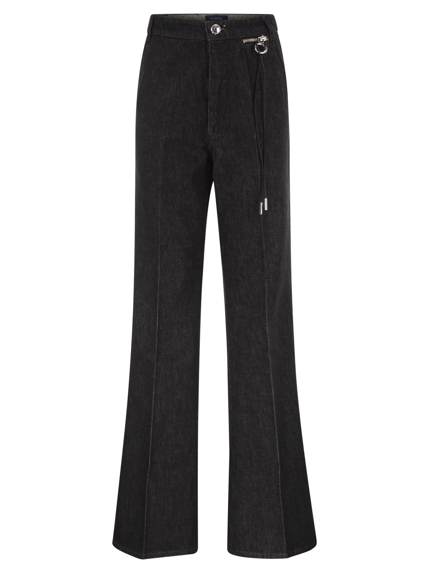 Sportmax Women Spdmanico - Flared Cotton Denim Jeans With Signature Metal Details SPORTMAX