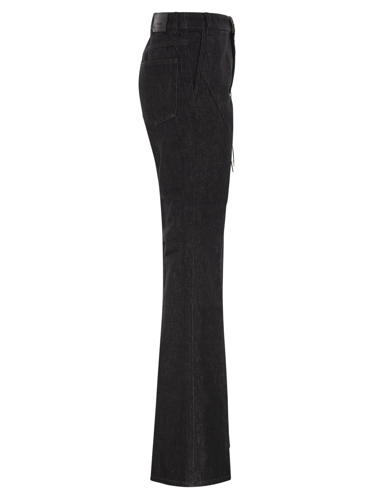 Sportmax Women Spdmanico - Flared Cotton Denim Jeans With Signature Metal Details SPORTMAX
