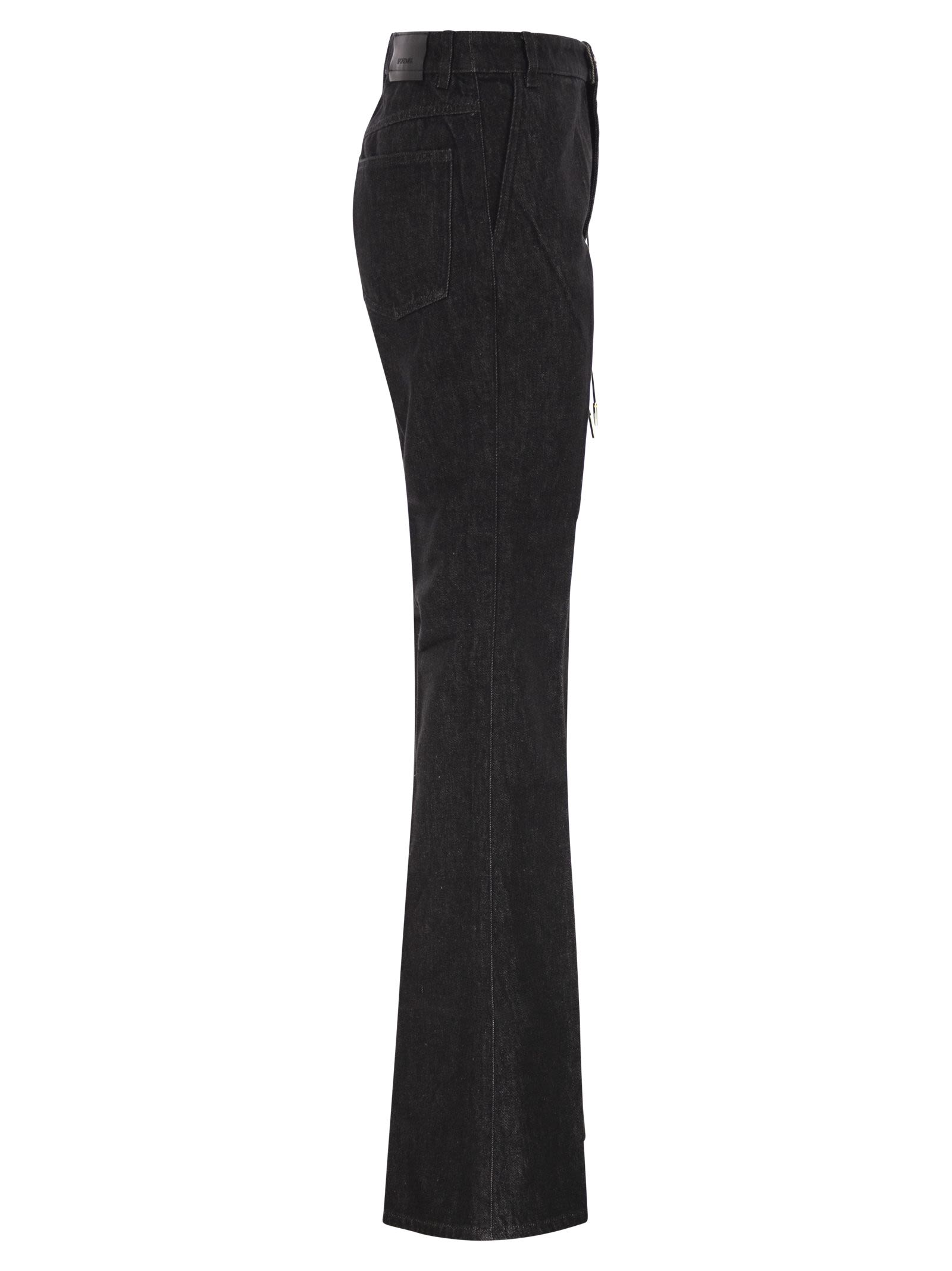 Sportmax Women Spdmanico - Flared Cotton Denim Jeans With Signature Metal Details SPORTMAX