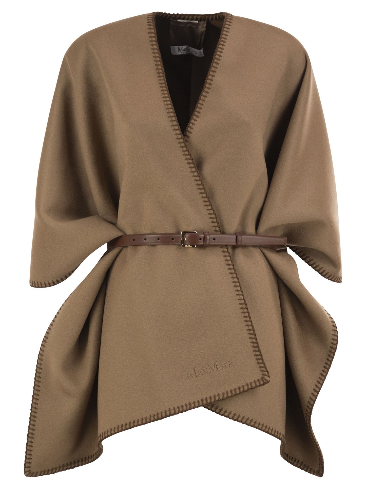 Max Mara Women Mxacolomba - Pure Virgin Wool Cape With Leather Belt MAX MARA