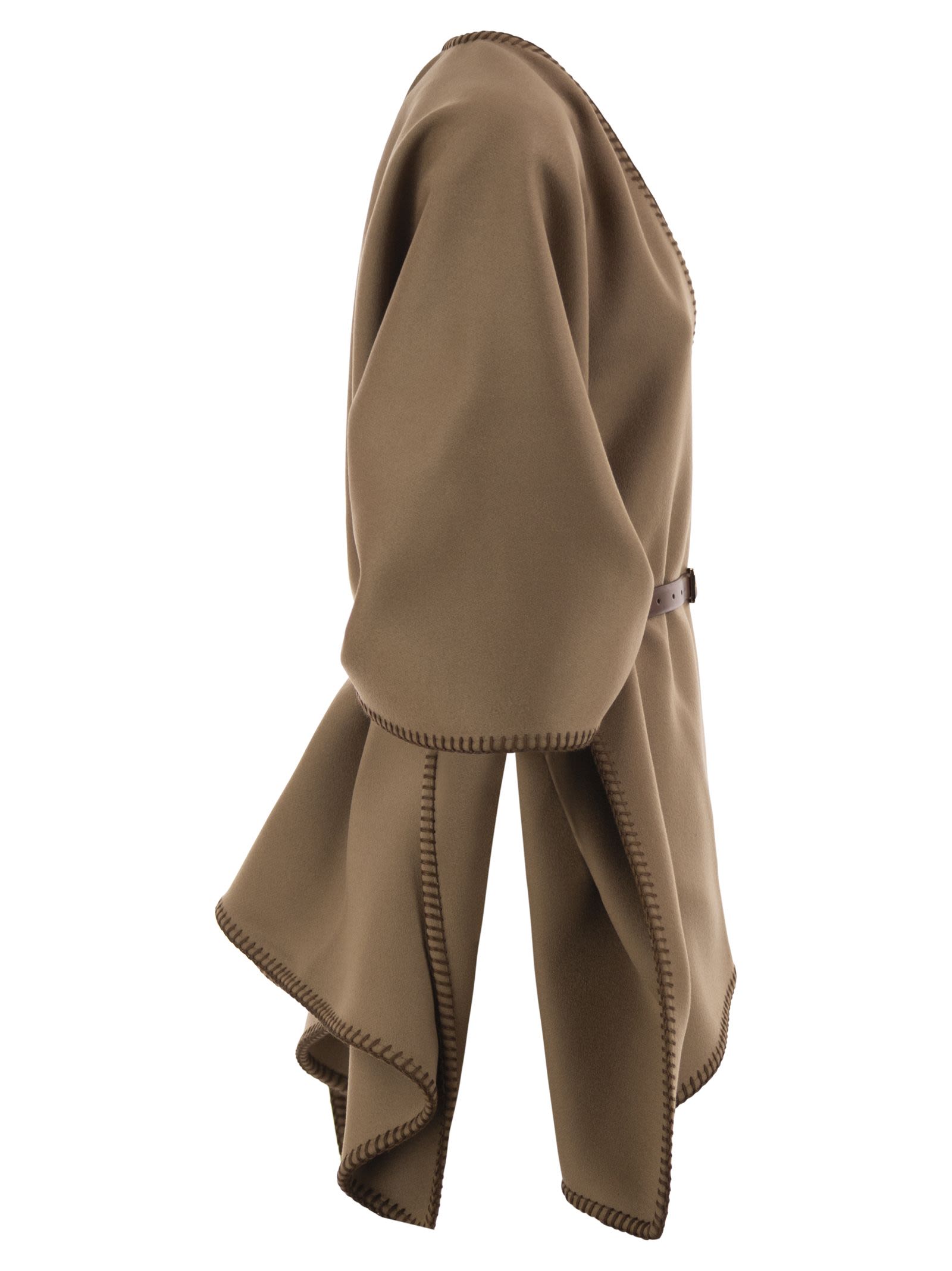 Max Mara Women Mxacolomba - Pure Virgin Wool Cape With Leather Belt MAX MARA