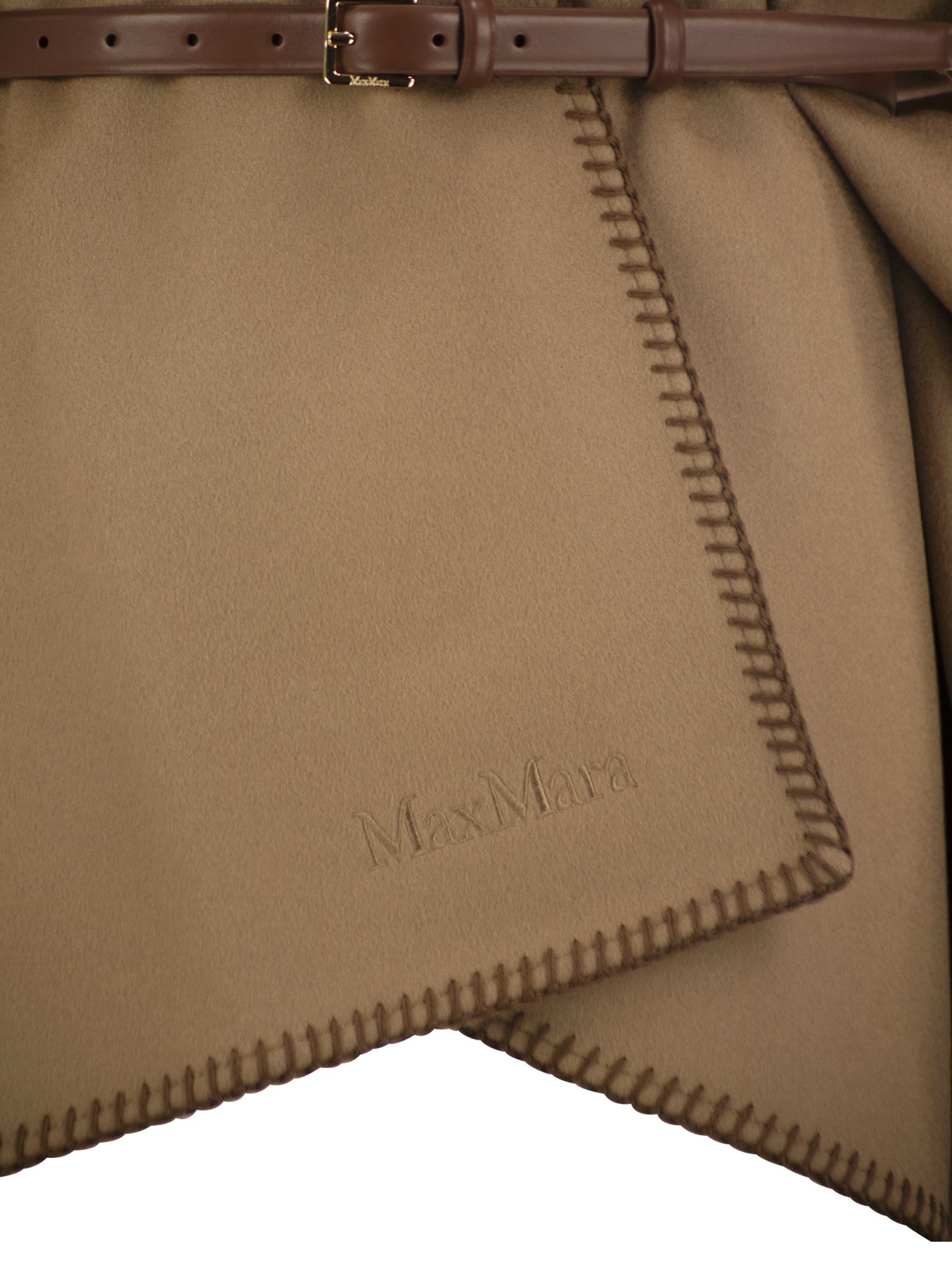 Max Mara Women Mxacolomba - Pure Virgin Wool Cape With Leather Belt MAX MARA