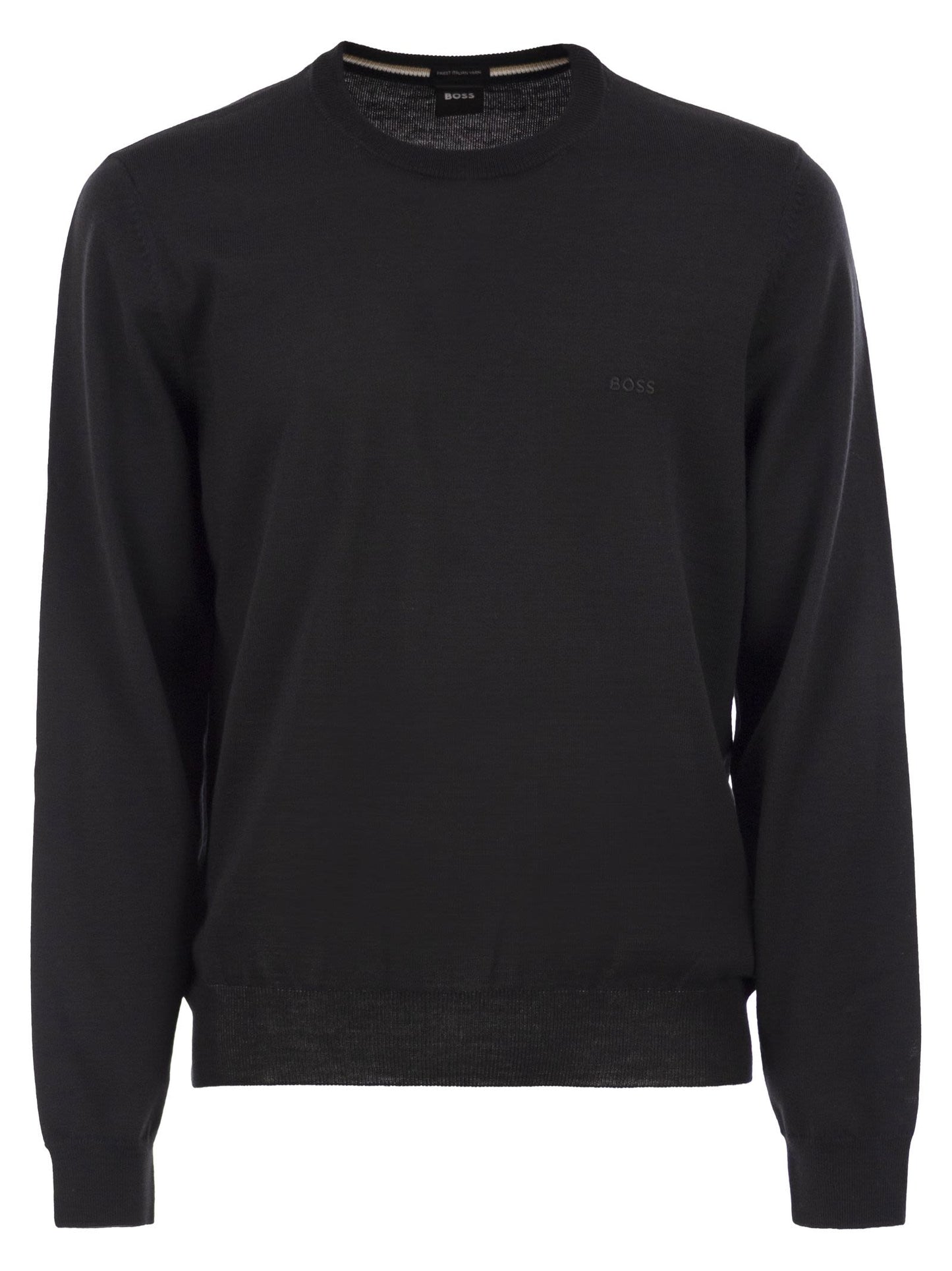 Boss Men Regular Fit Virgin Wool Jumper With Embroidered Logo BOSS