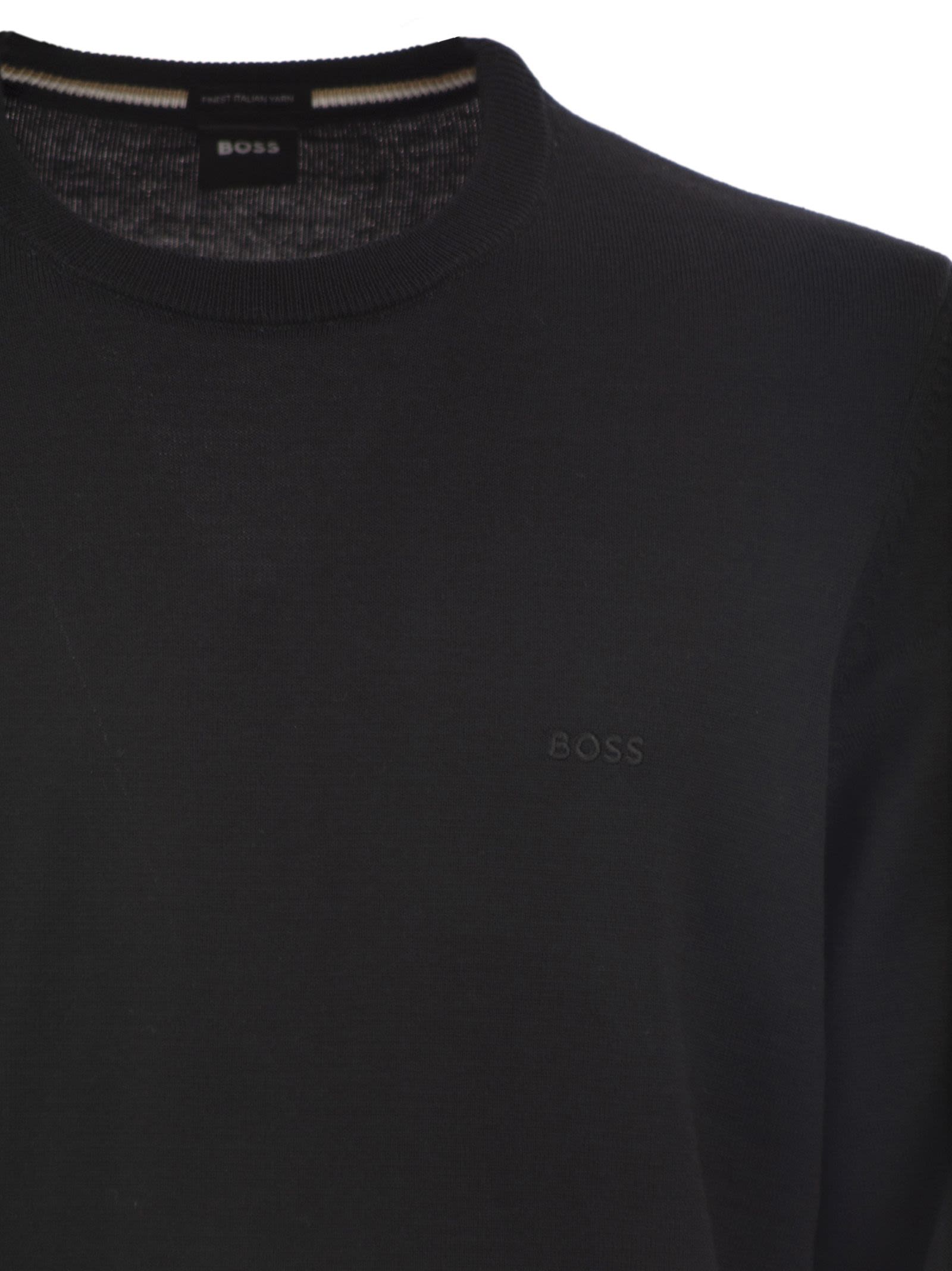 Boss Men Regular Fit Virgin Wool Jumper With Embroidered Logo BOSS