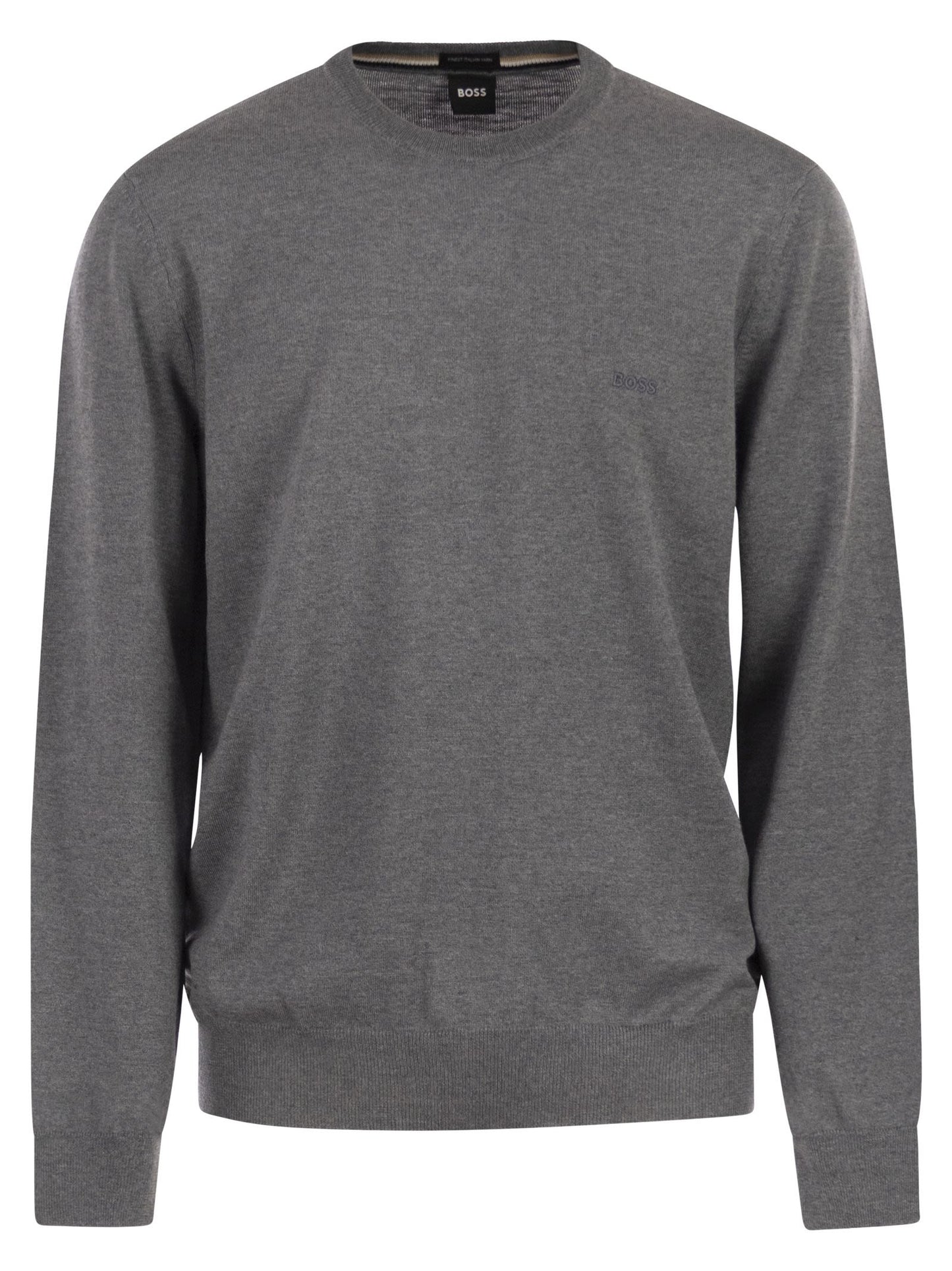 Boss Men Regular Fit Virgin Wool Jumper With Embroidered Logo BOSS