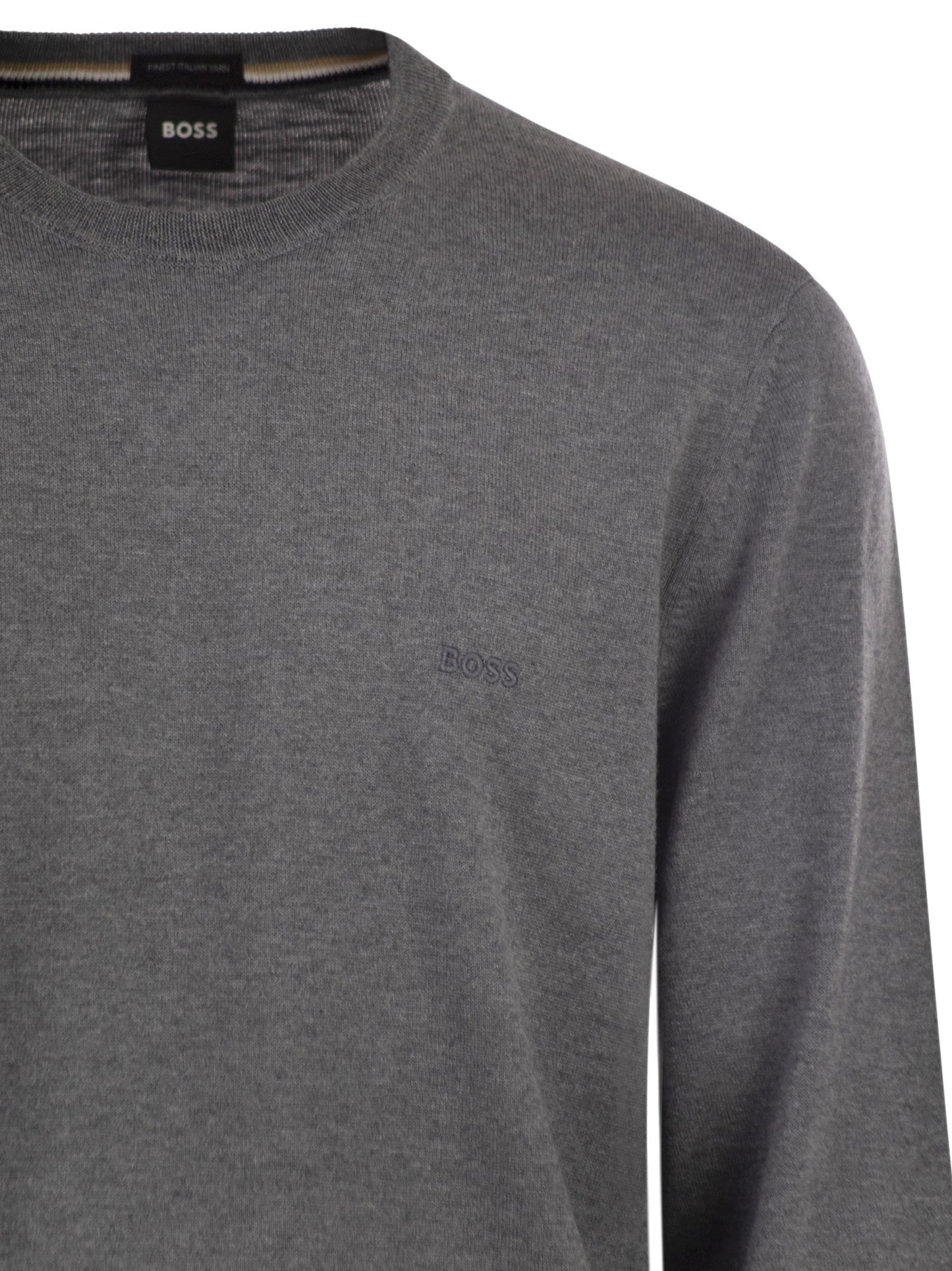 Boss Men Regular Fit Virgin Wool Jumper With Embroidered Logo BOSS