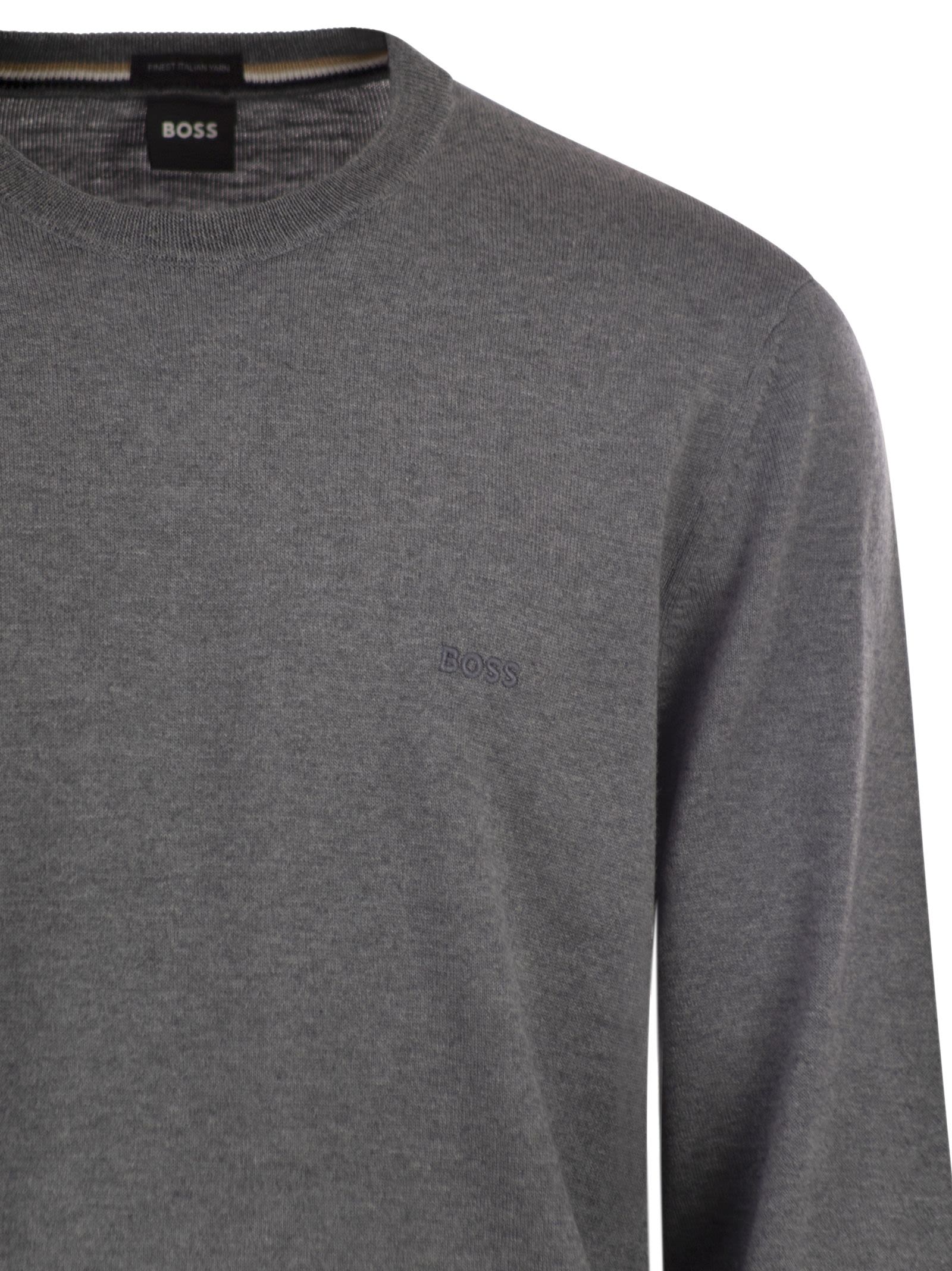 Boss Men Regular Fit Virgin Wool Jumper With Embroidered Logo BOSS