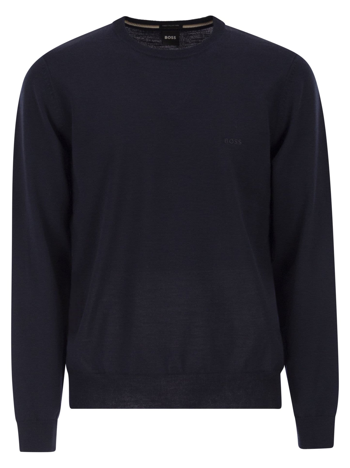 Boss Men Regular Fit Virgin Wool Jumper With Embroidered Logo