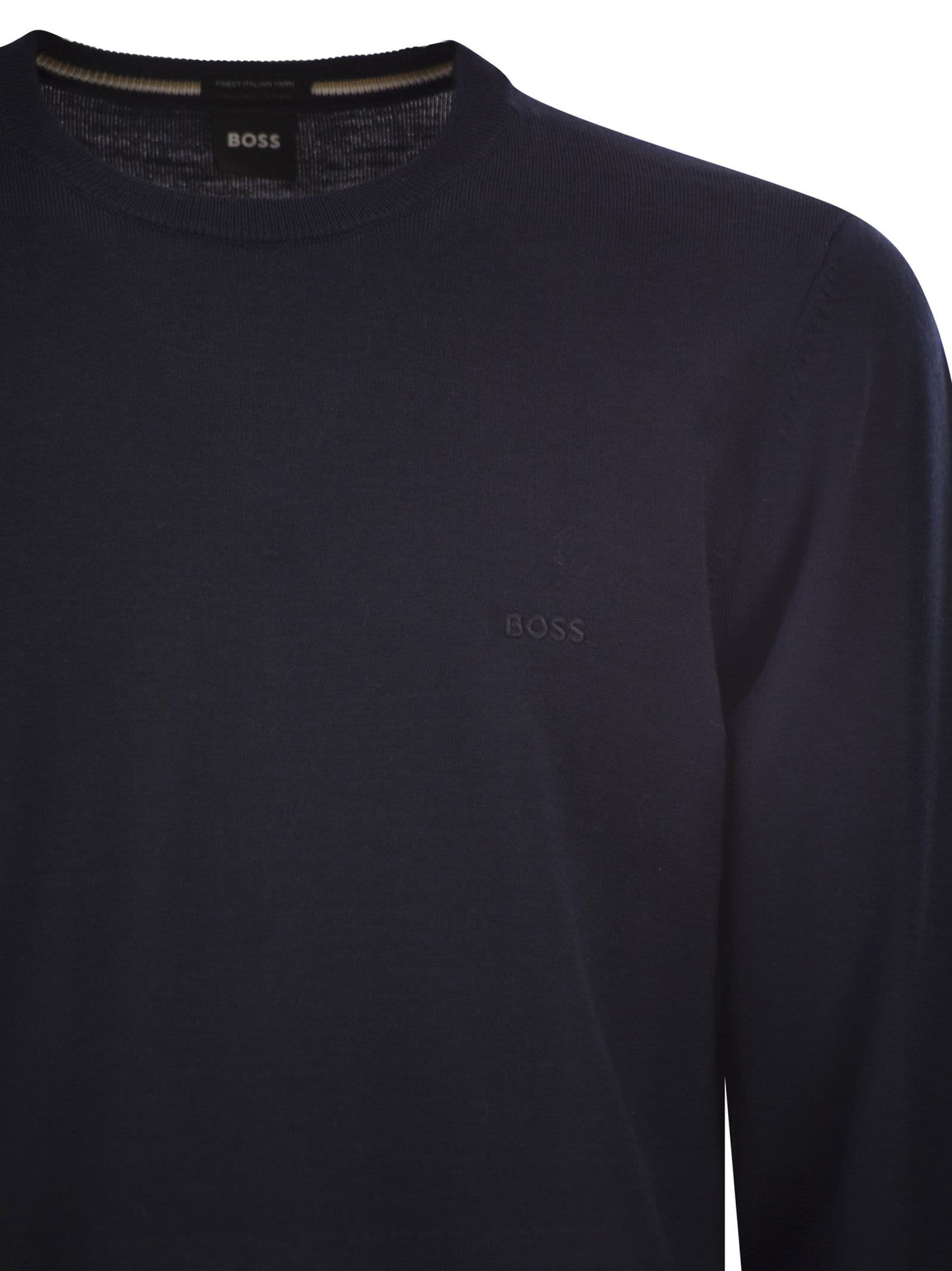 Boss Men Regular Fit Virgin Wool Jumper With Embroidered Logo