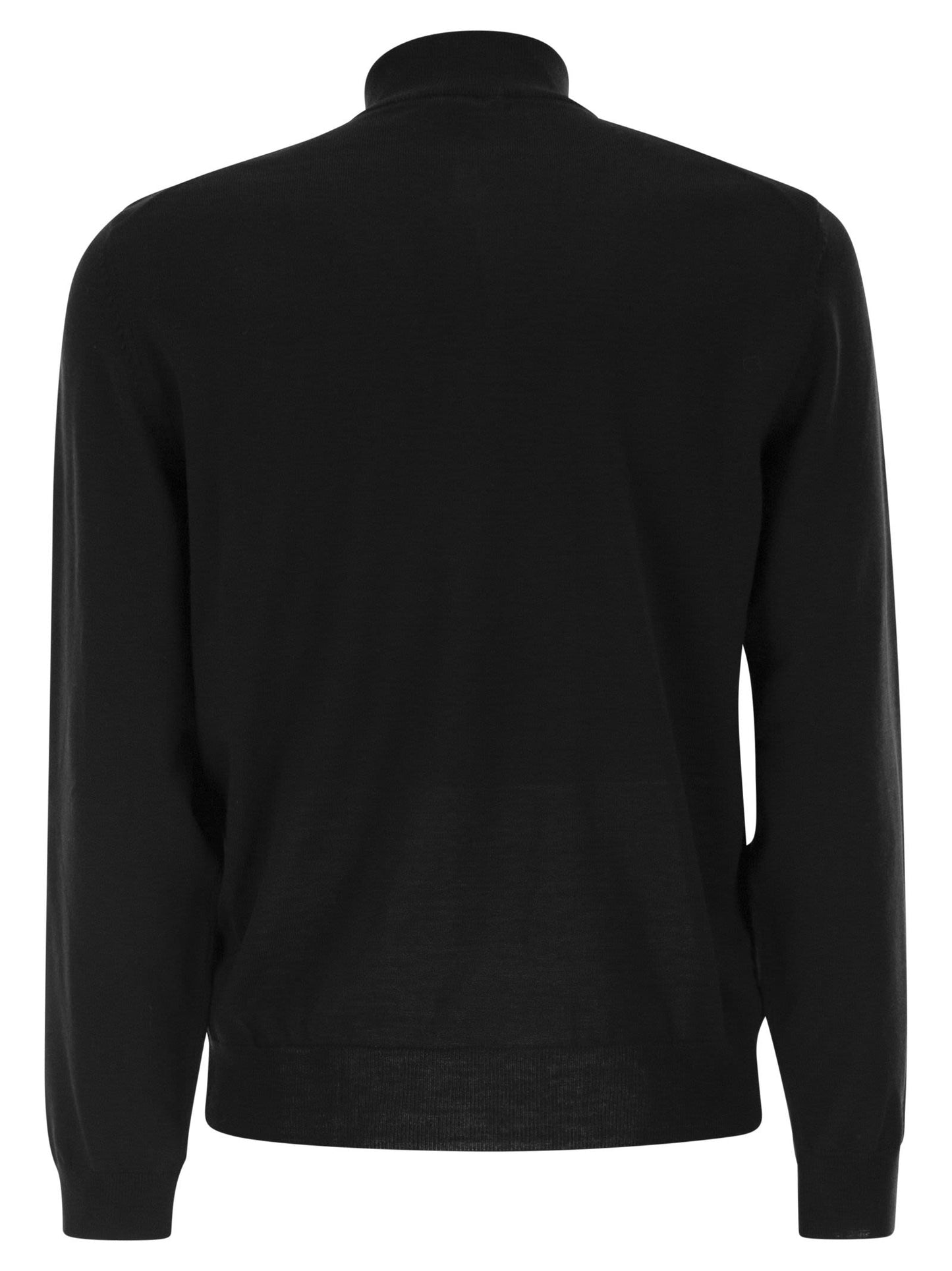 Boss Men Virgin Wool Jumper With Zip Collar