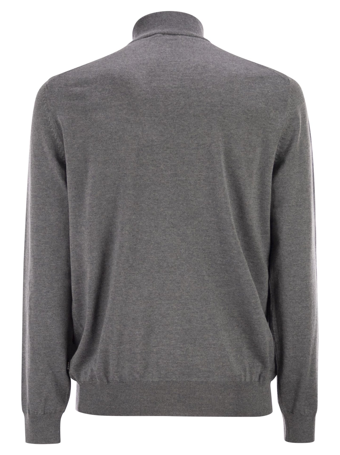 Boss Men Virgin Wool Jumper With Zip Collar BOSS