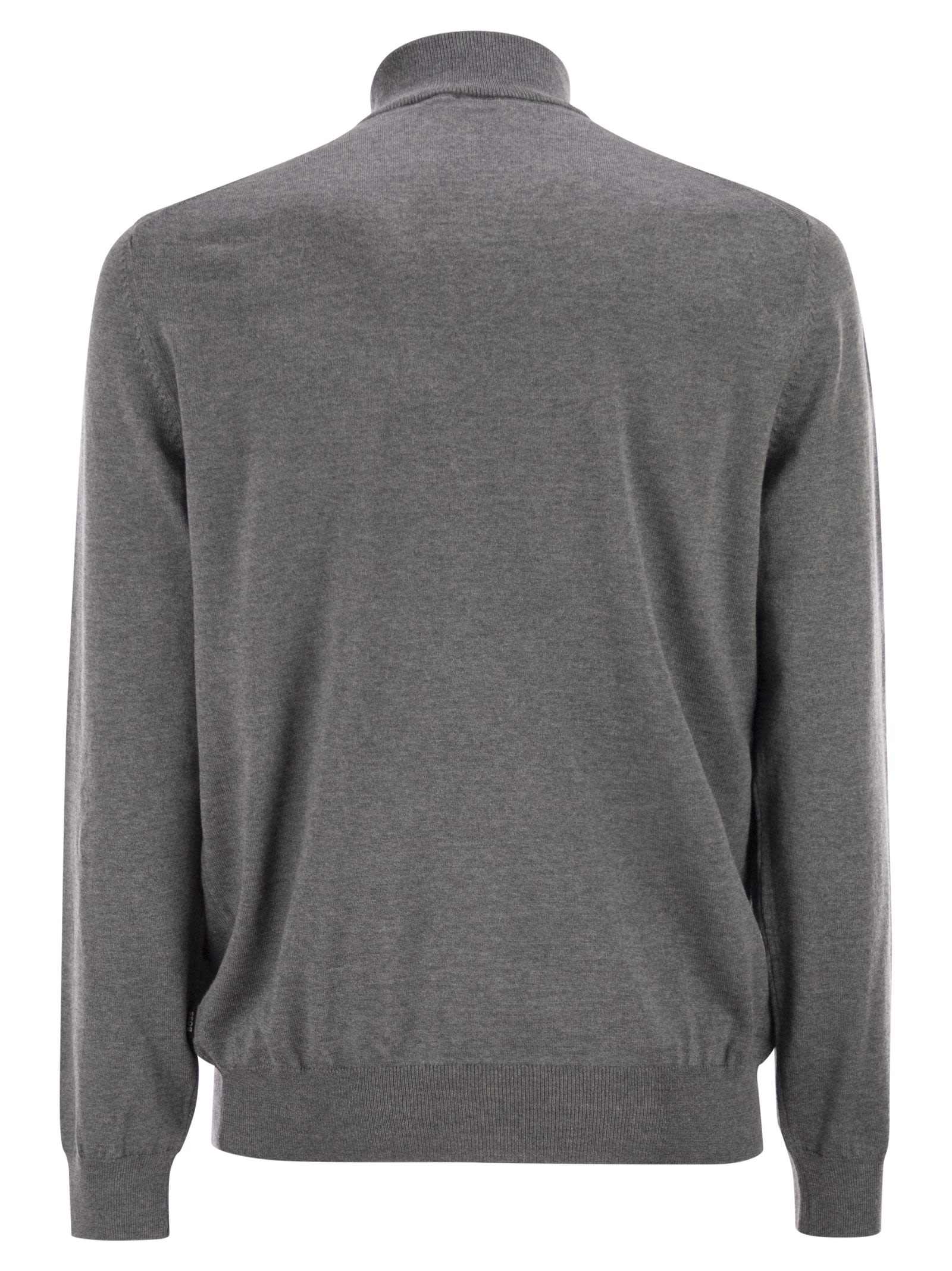 Boss Men Virgin Wool Jumper With Zip Collar BOSS