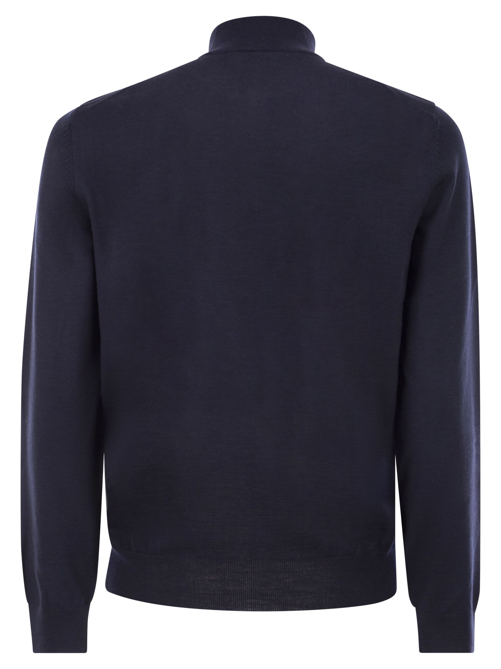 Boss Men Virgin Wool Jumper With Zip Collar BOSS