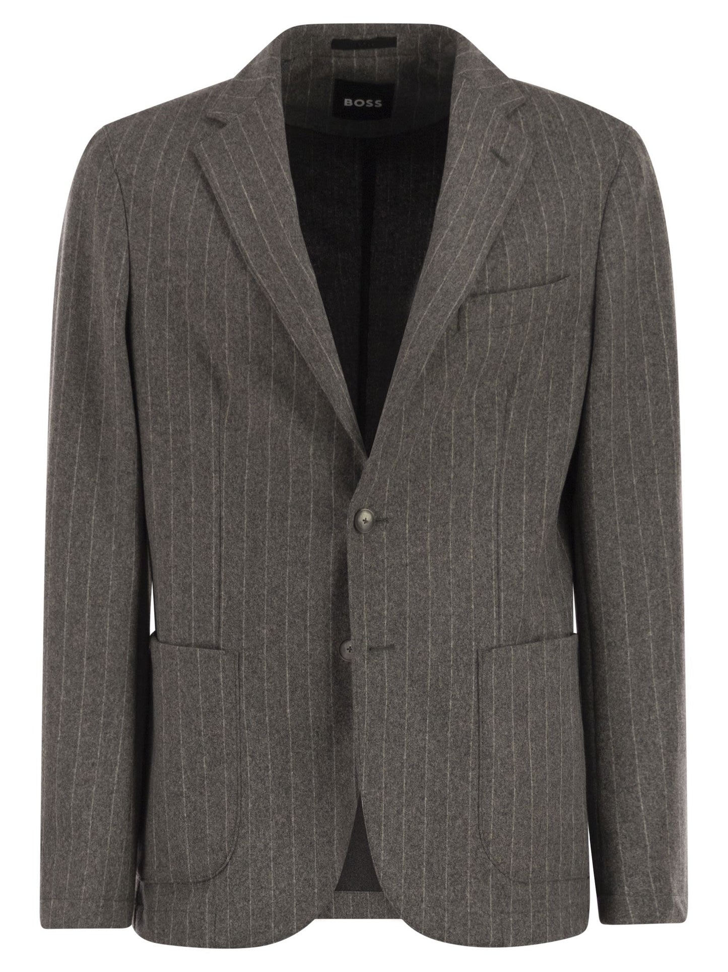 Boss Men Slim-Fit Blazer In Stretch Striped Flannel BOSS