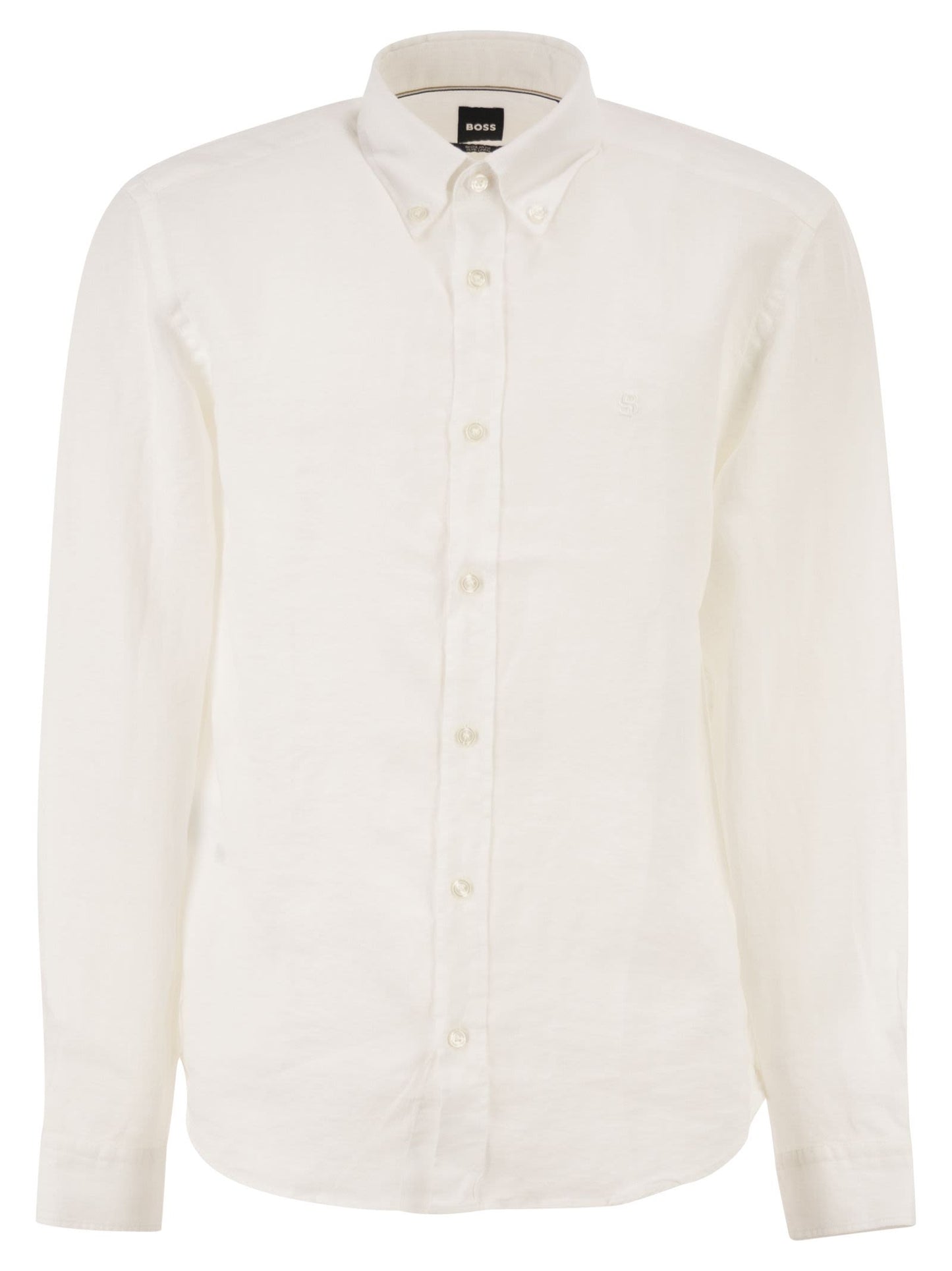 Boss Men Pure Linen Regular Fit Shirt With Button-Down Collar BOSS