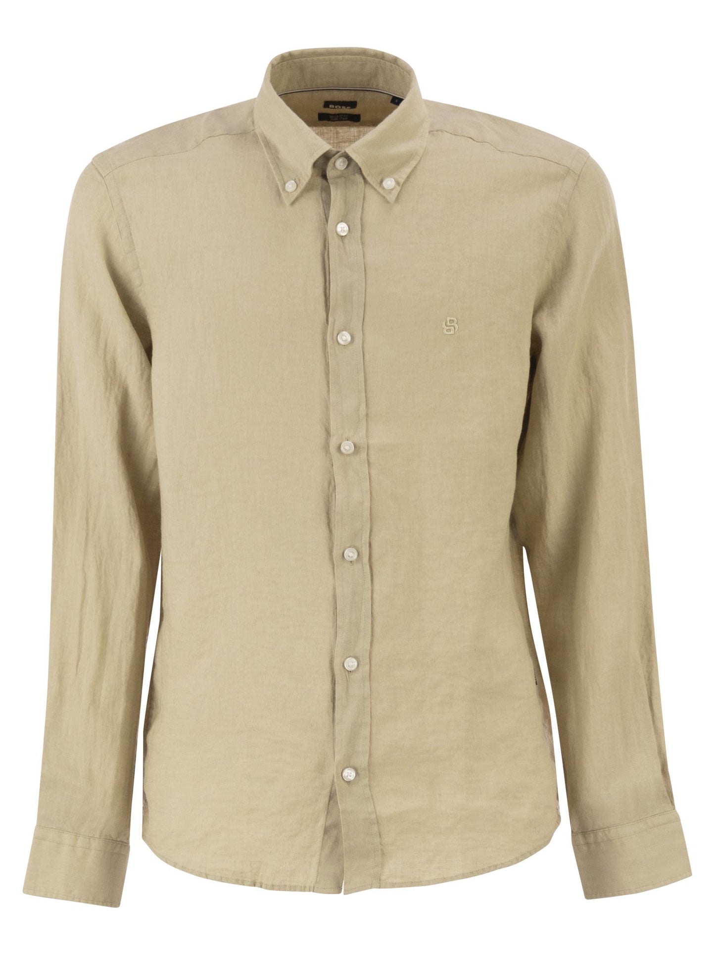 Boss Men Pure Linen Regular Fit Shirt With Button-Down Collar BOSS