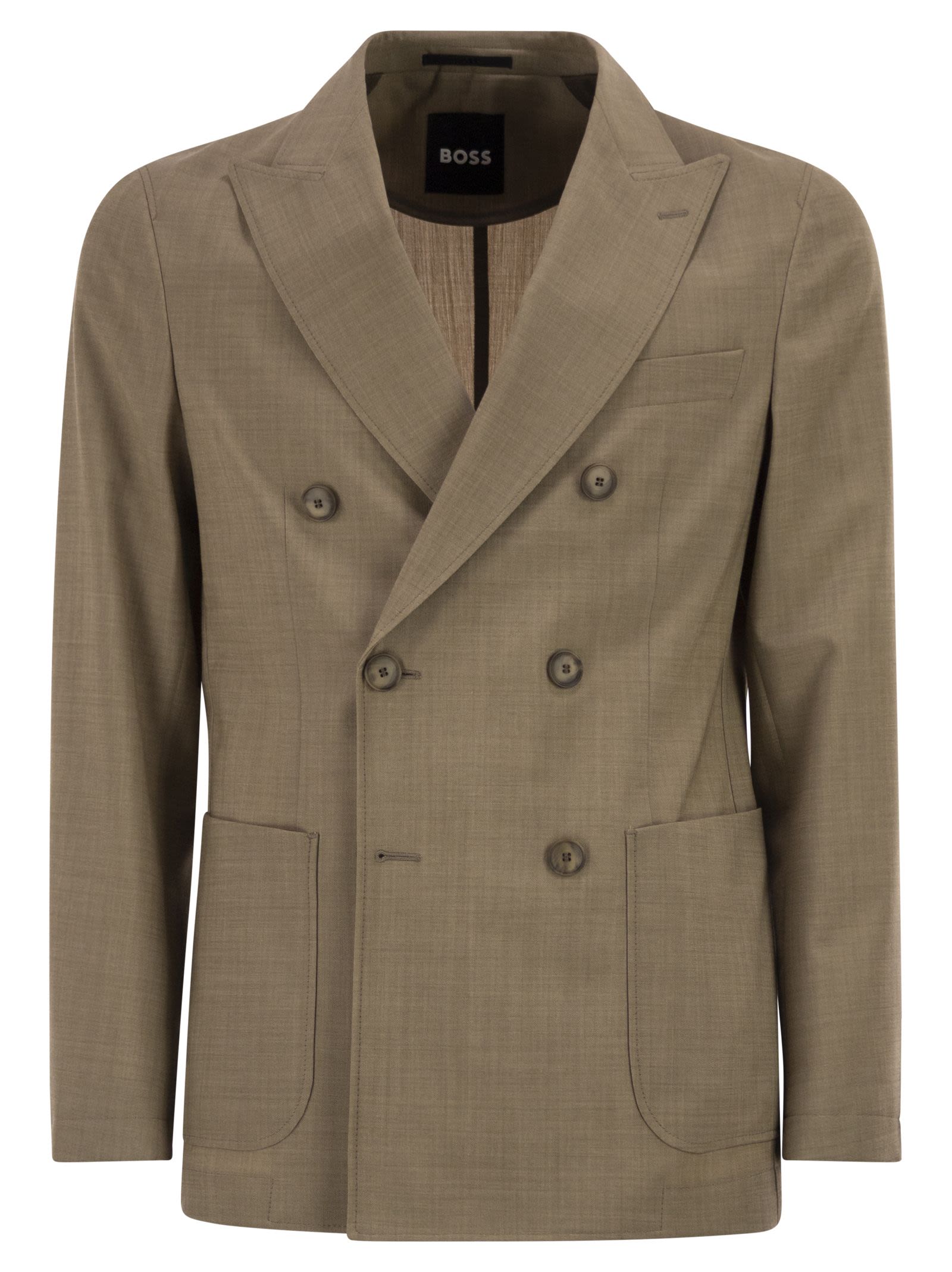 Boss Men Double-Breasted Blazer In Virgin Wool BOSS