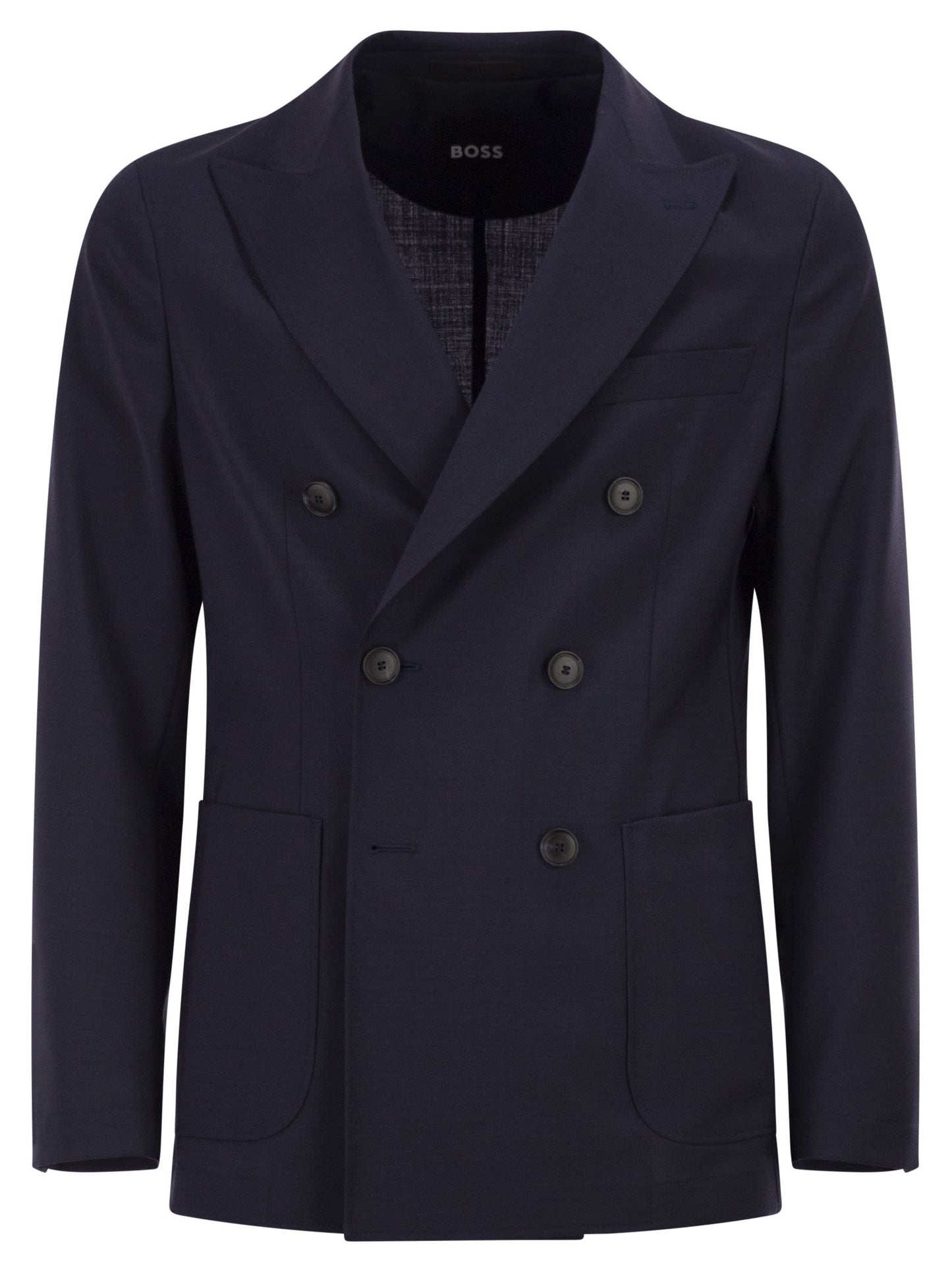 Boss Men Double-Breasted Blazer In Virgin Wool BOSS
