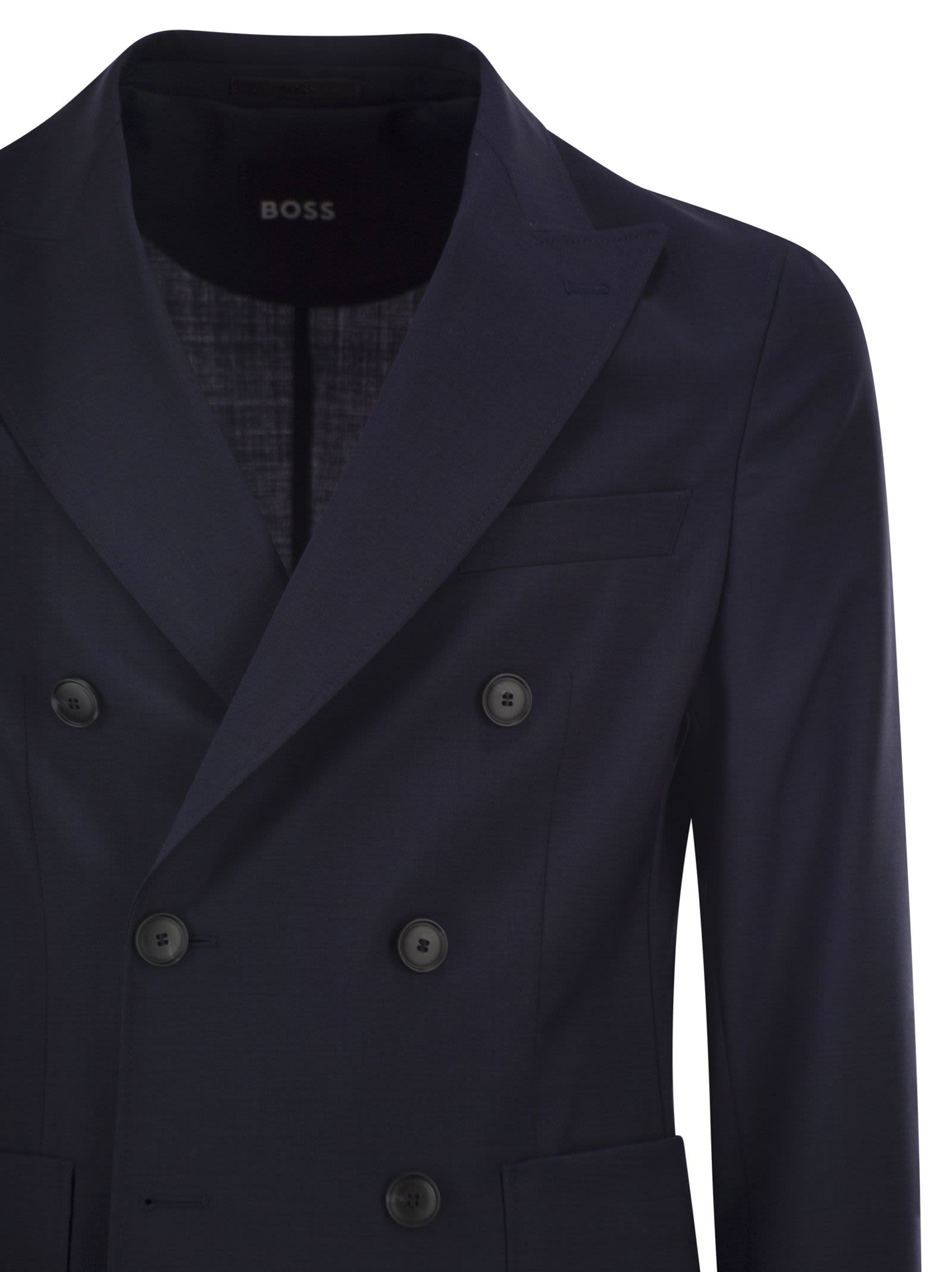 Boss Men Double-Breasted Blazer In Virgin Wool BOSS