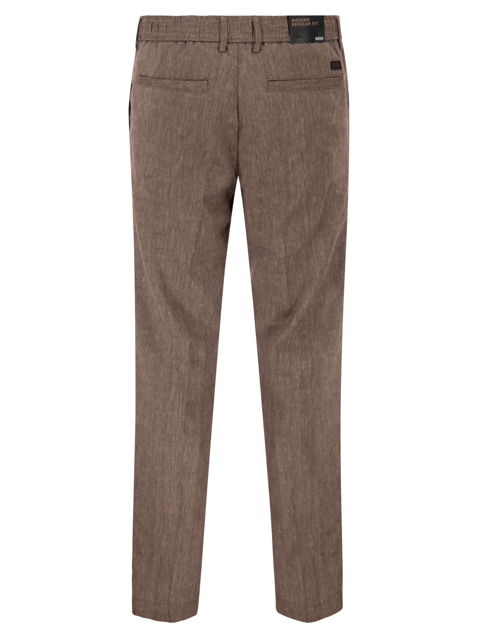Boss Men Linen Blend Chino Trousers With Drawstring In Modern Regular Fit BOSS