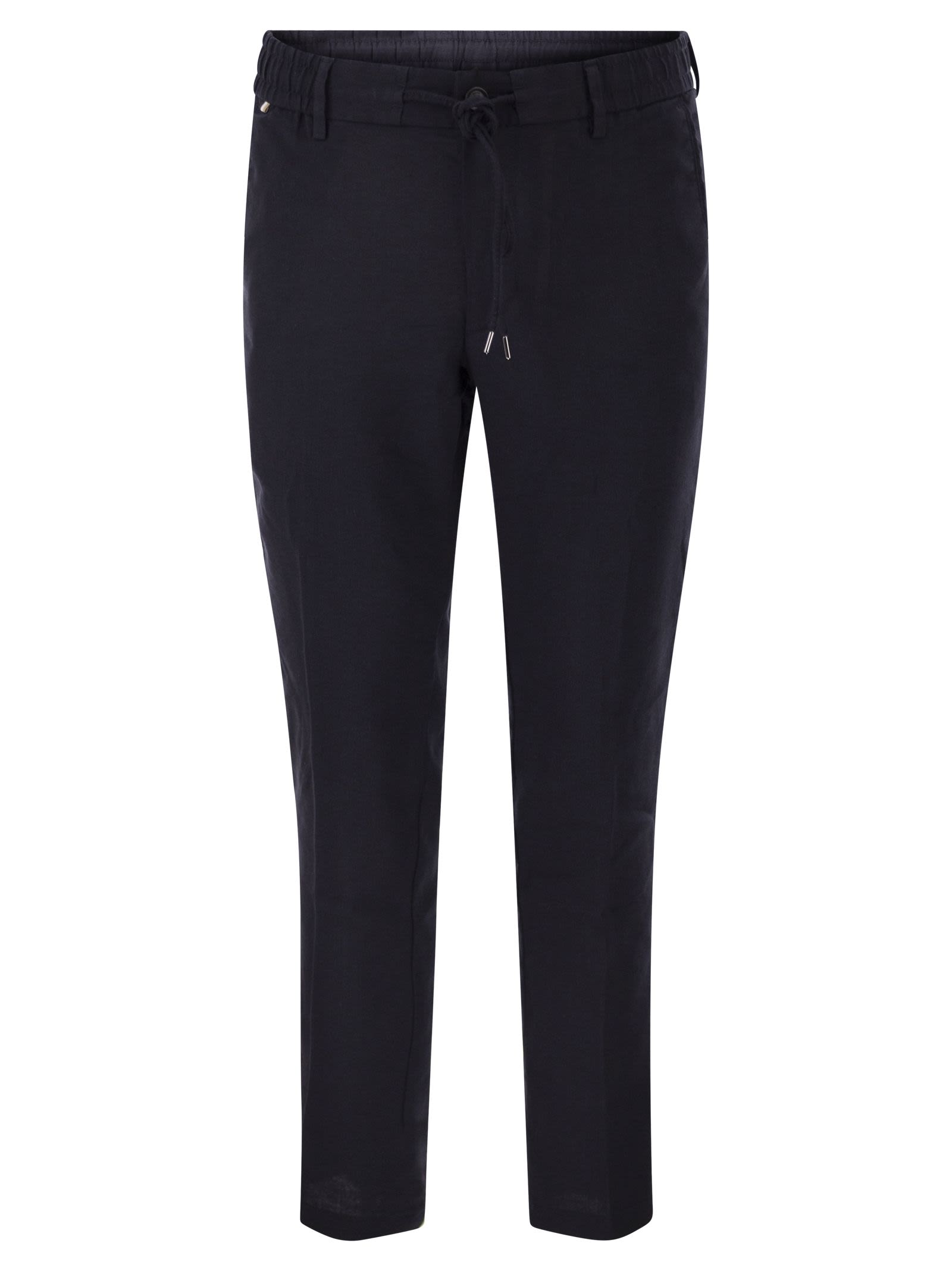 Boss Men Linen Blend Chino Trousers With Drawstring In Modern Regular Fit BOSS