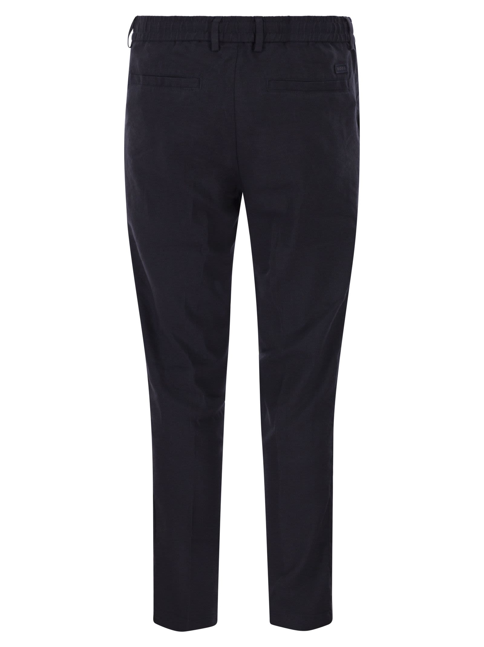 Boss Men Linen Blend Chino Trousers With Drawstring In Modern Regular Fit BOSS