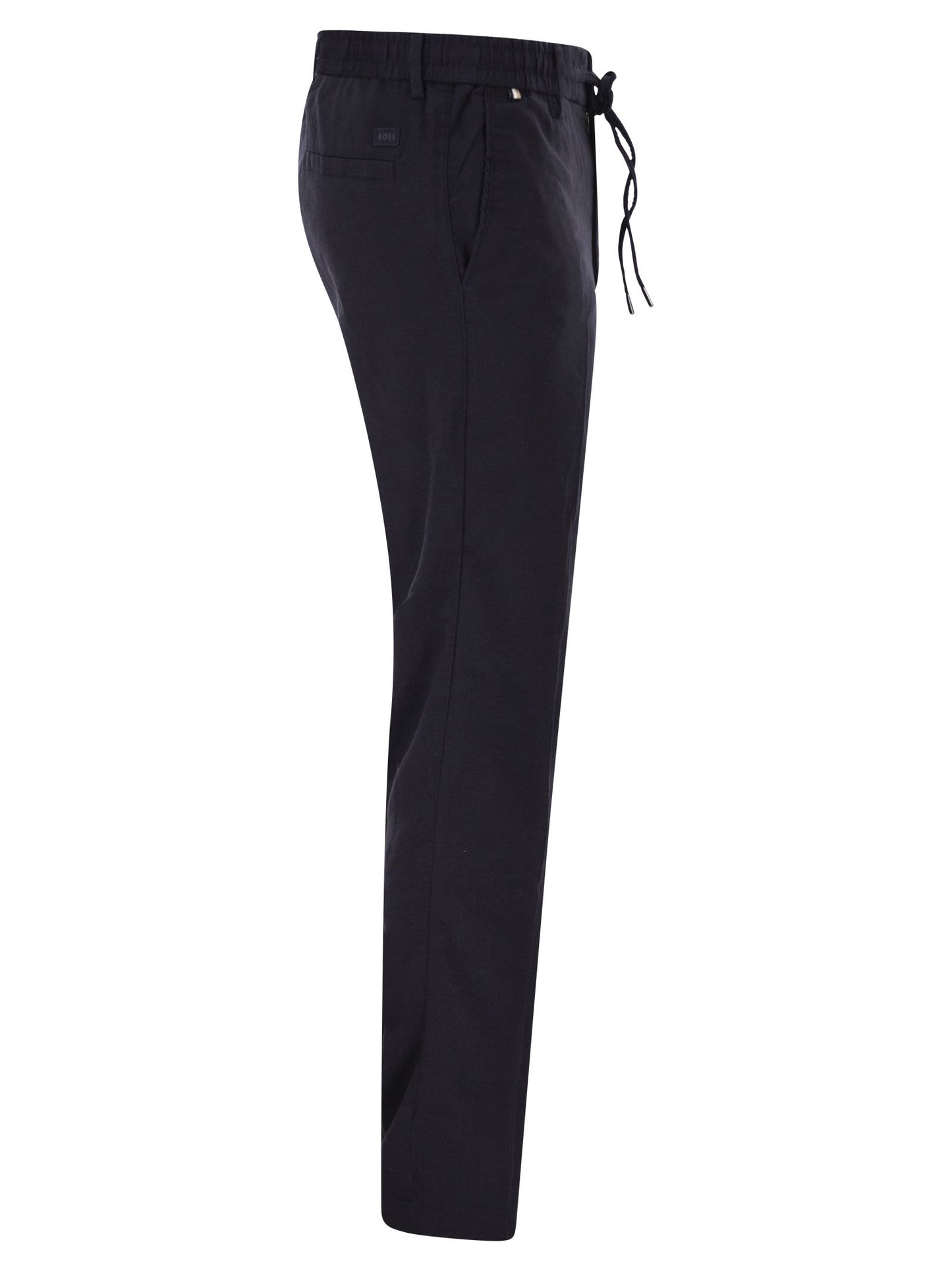 Boss Men Linen Blend Chino Trousers With Drawstring In Modern Regular Fit BOSS