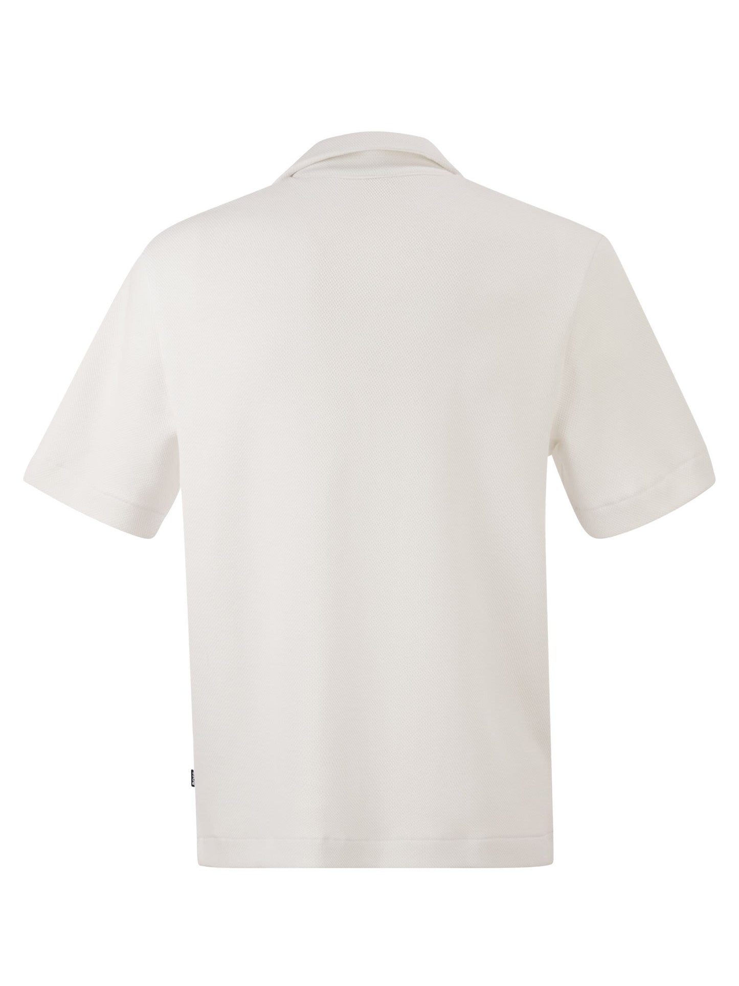 Boss Men Textured Cotton Polo Shirt With Open Collar BOSS
