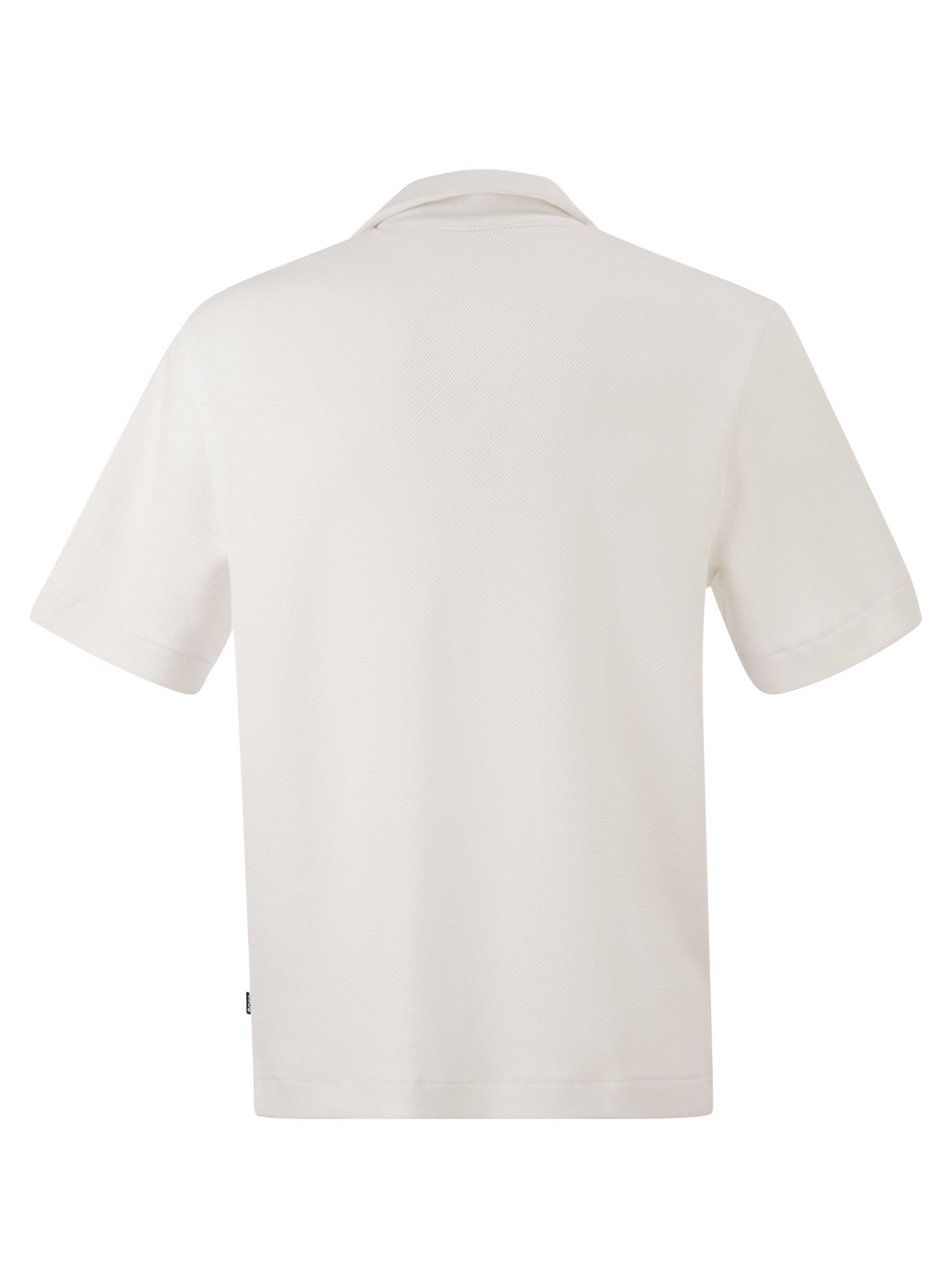 Boss Men Textured Cotton Polo Shirt With Open Collar BOSS